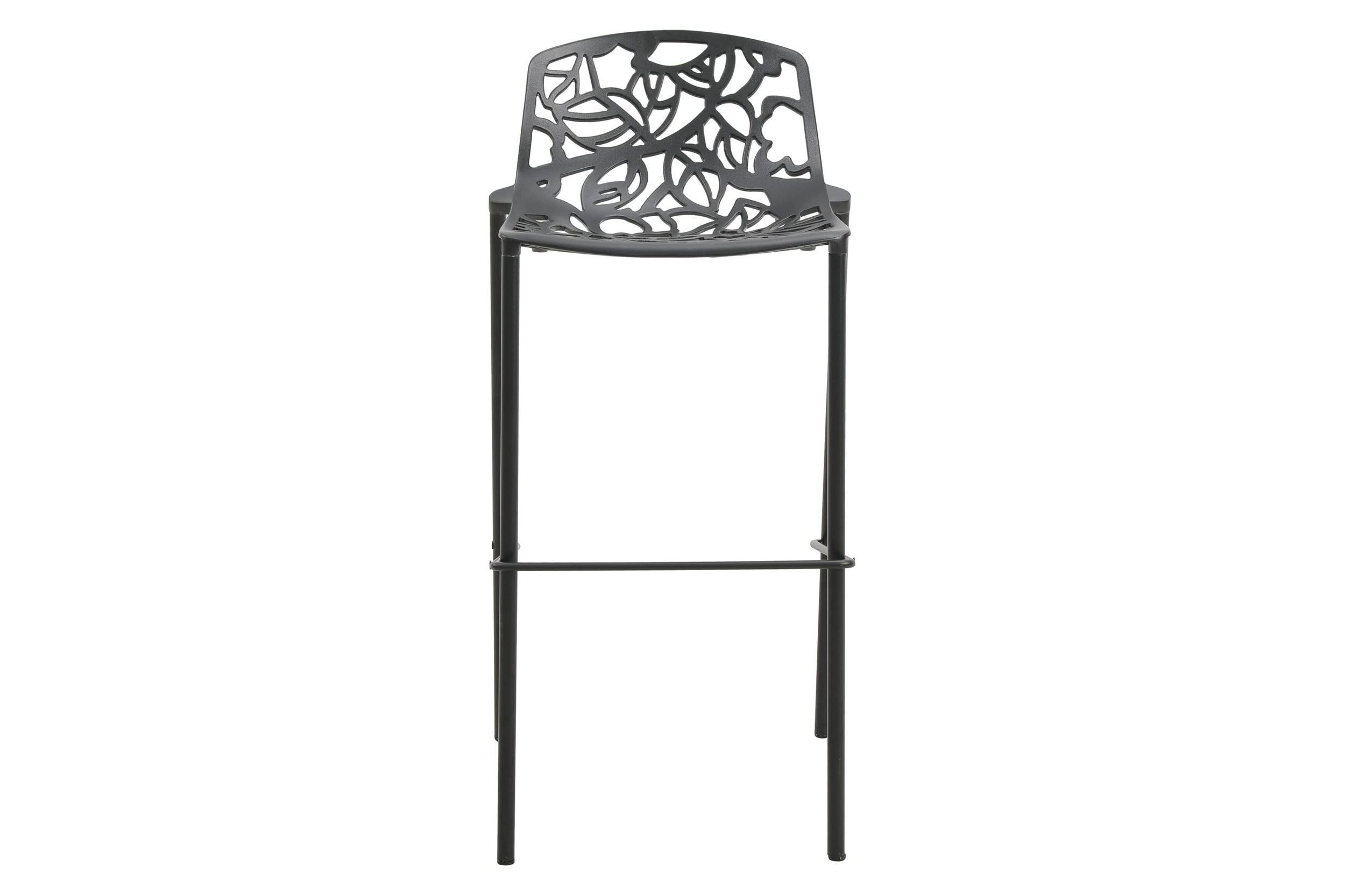 LeisureMod Devon Modern Aluminum Outdoor Bar Stool with Powder Coated Frame and Footrest - Black