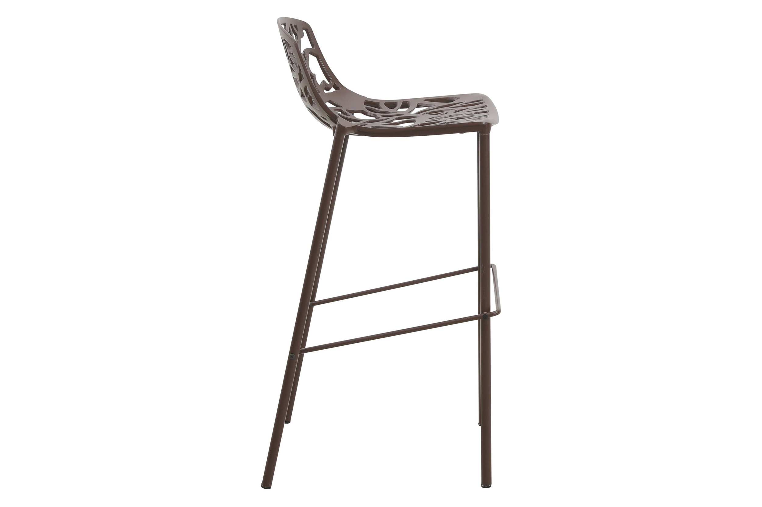 LeisureMod Devon Modern Aluminum Outdoor Bar Stool with Powder Coated Frame and Footrest - Brown