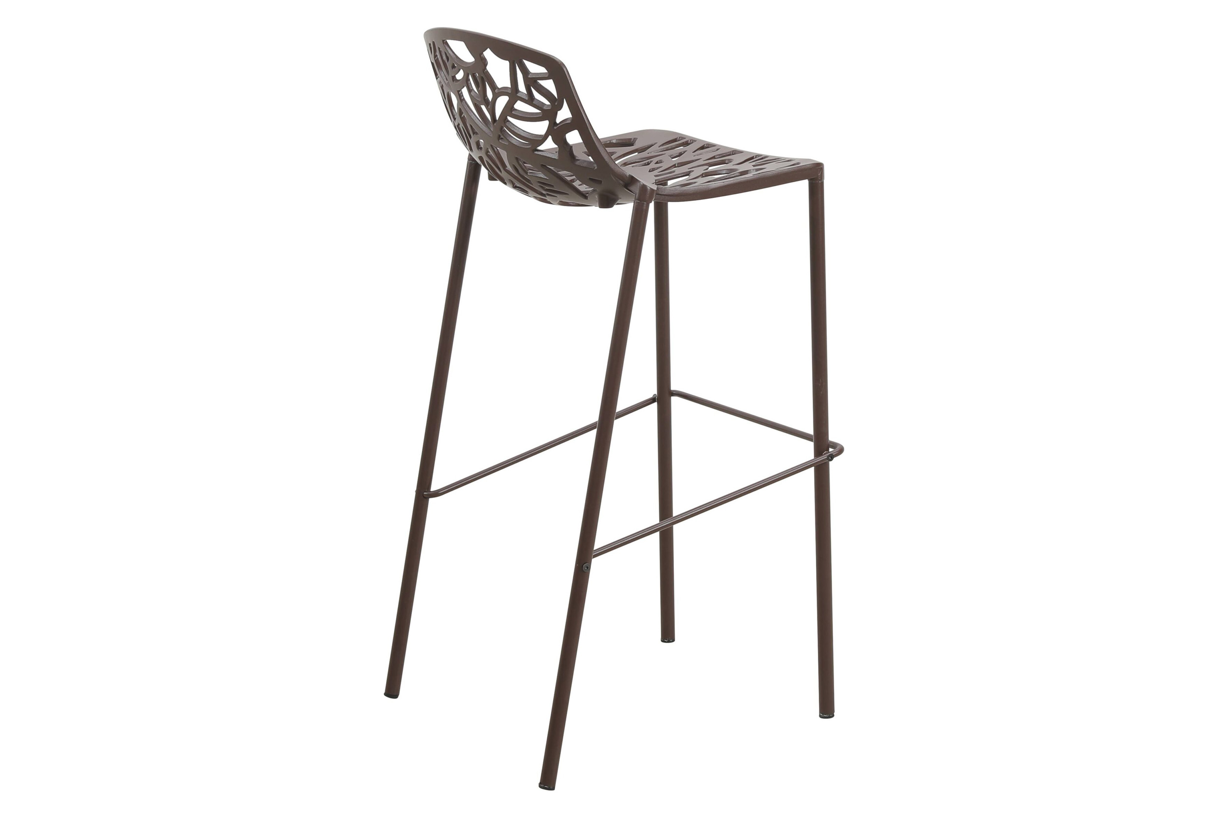 LeisureMod Devon Modern Aluminum Outdoor Bar Stool with Powder Coated Frame and Footrest - Brown