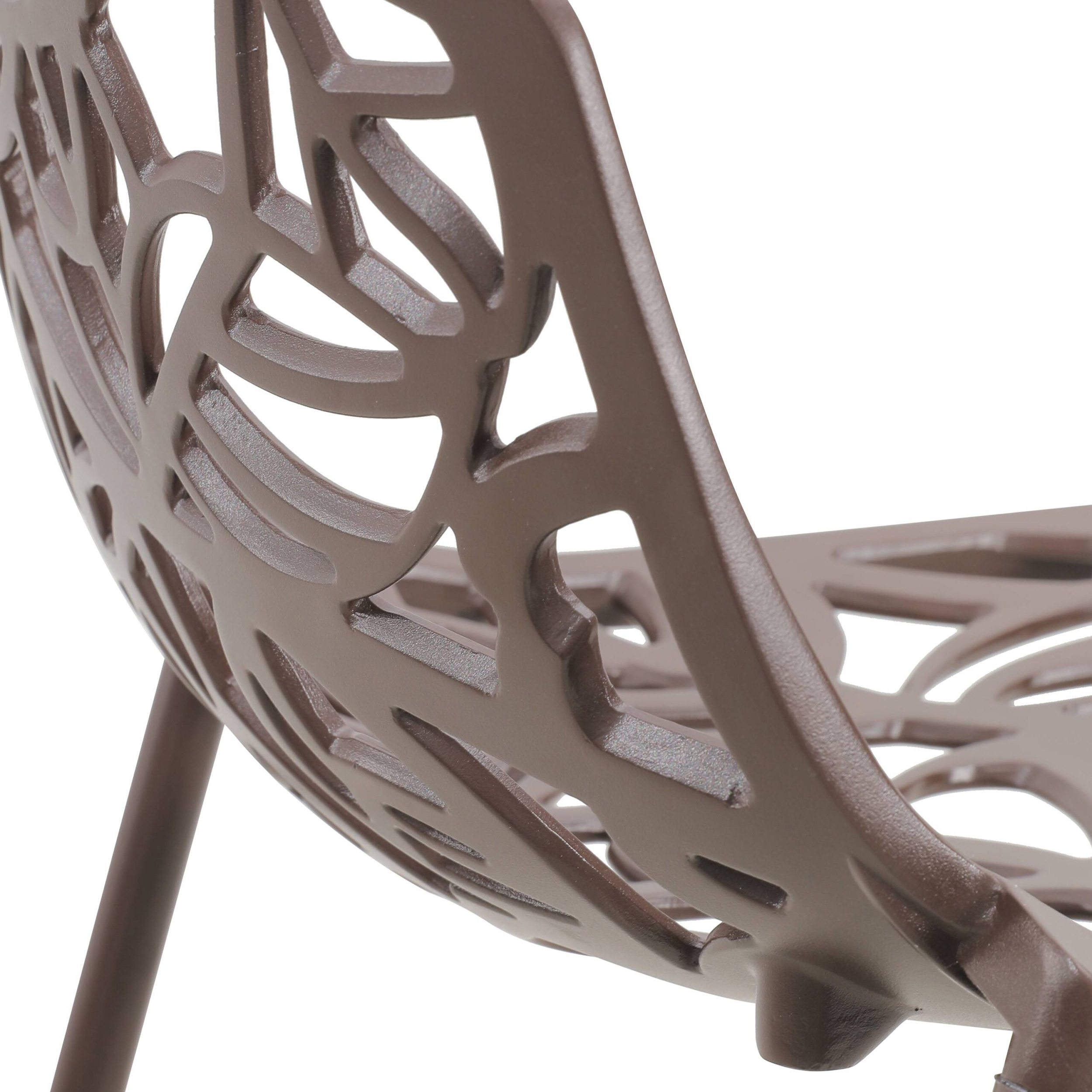 LeisureMod Devon Modern Aluminum Outdoor Bar Stool with Powder Coated Frame and Footrest - Brown