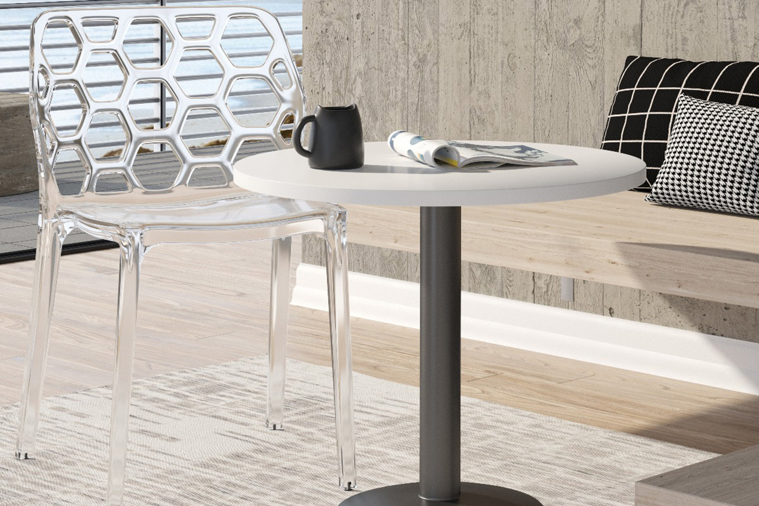 LeisureMod Dynamic Modern Honeycomb Design Dining Side Chair - Clear