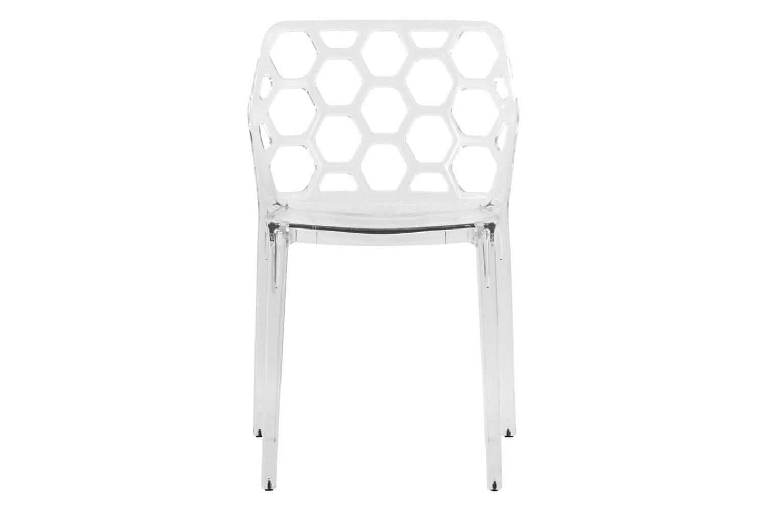 LeisureMod Dynamic Modern Honeycomb Design Dining Side Chair - Clear