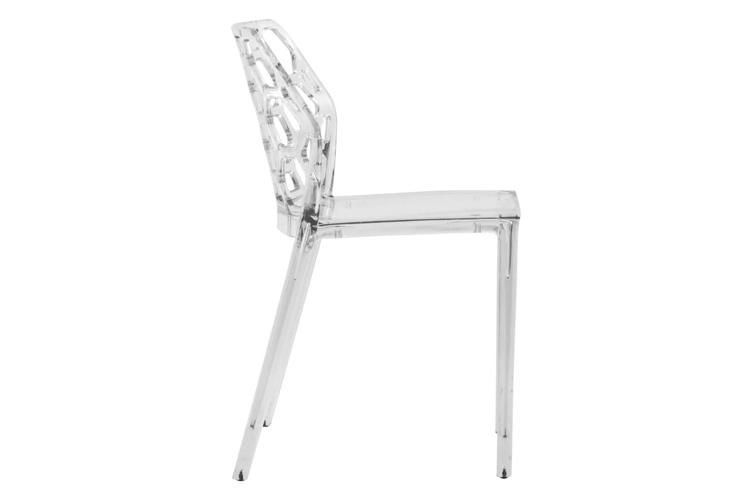 LeisureMod Dynamic Modern Honeycomb Design Dining Side Chair - Clear