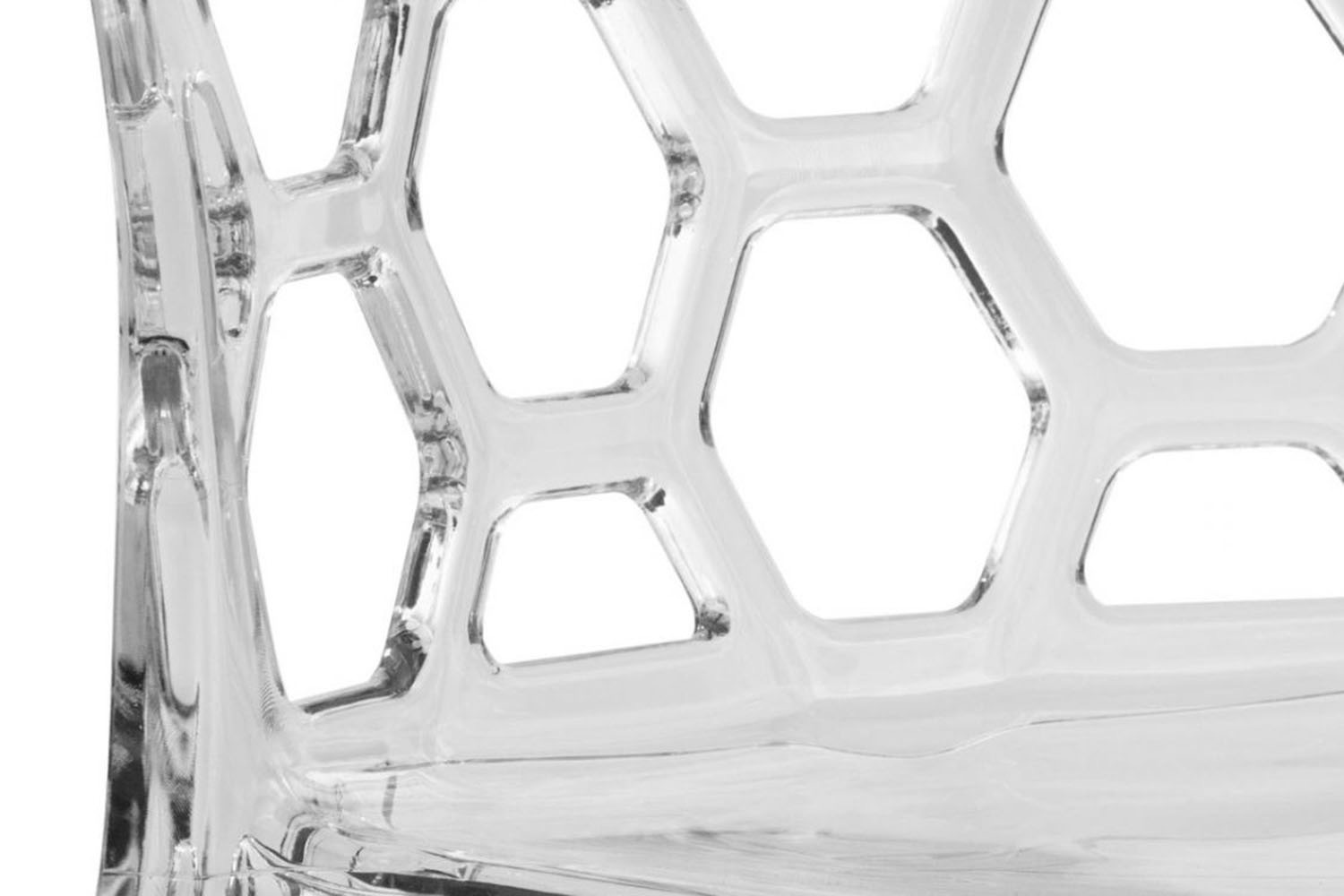 LeisureMod Dynamic Modern Honeycomb Design Dining Side Chair - Clear