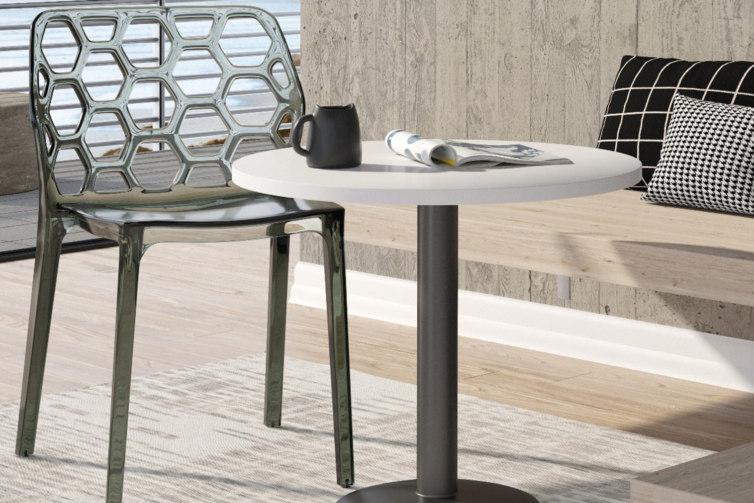 LeisureMod Dynamic Modern Honeycomb Design Dining Side Chair - Black