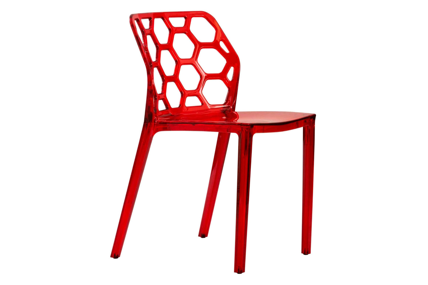 LeisureMod Dynamic Modern Honeycomb Design Dining Side Chair - Red