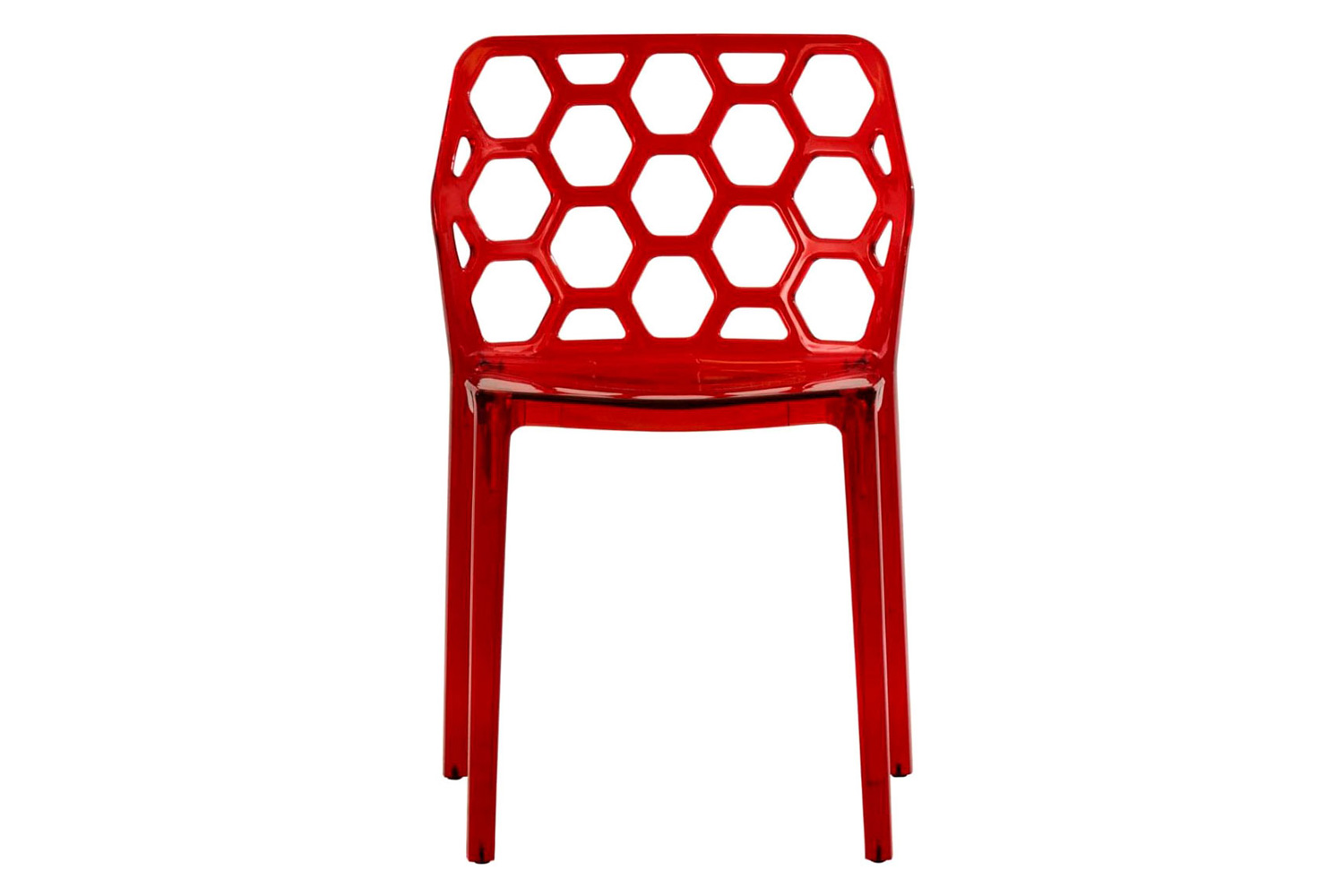 LeisureMod Dynamic Modern Honeycomb Design Dining Side Chair - Red