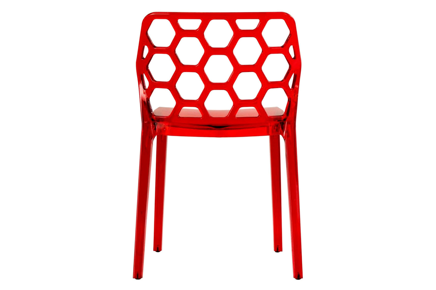 LeisureMod Dynamic Modern Honeycomb Design Dining Side Chair - Red