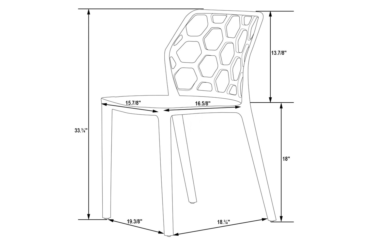 LeisureMod Dynamic Modern Honeycomb Design Dining Side Chair - Red