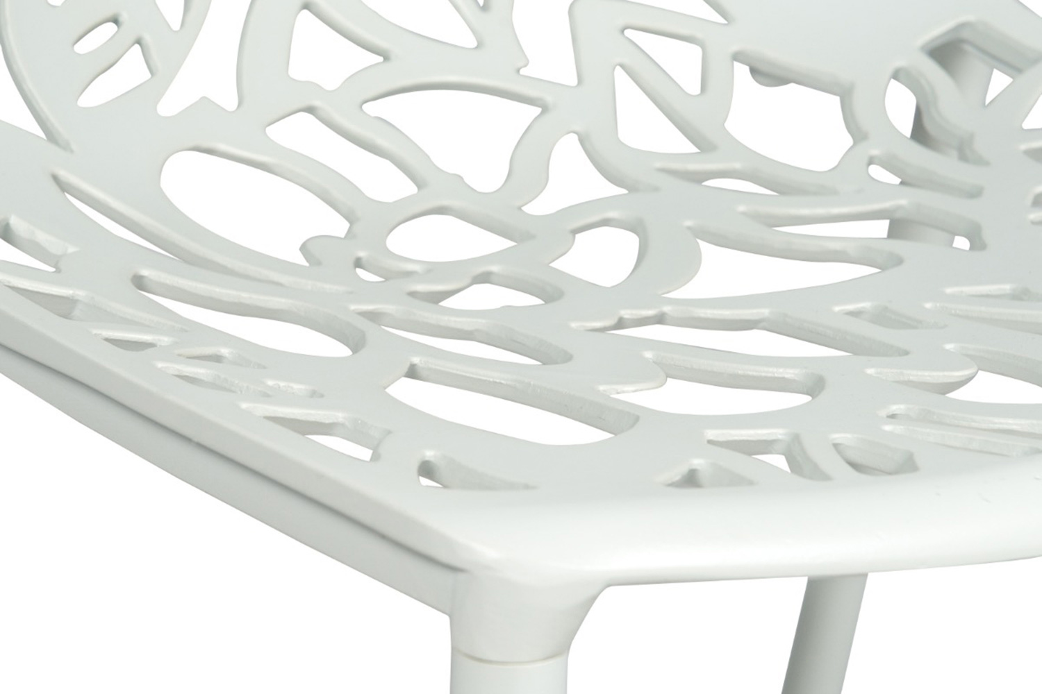 LeisureMod Devon Modern Flower Design Outdoor Aluminum Dining Chair - White