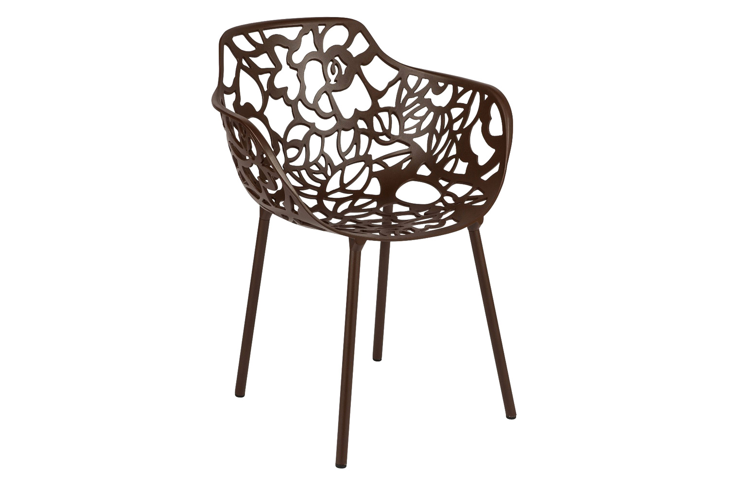 LeisureMod - Devon Modern Flower Design Outdoor Aluminum Dining Armchair