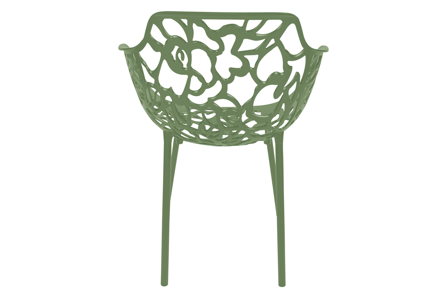 LeisureMod Devon Modern Flower Design Outdoor Aluminum Dining Armchair - Khaki Green