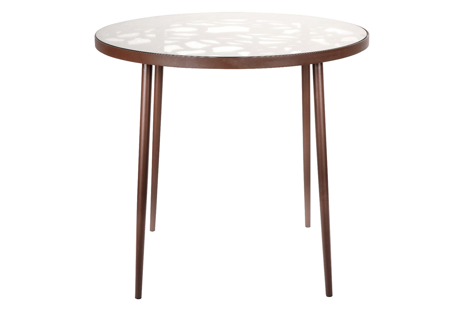 LeisureMod - Devon Tree Design Glass Top Aluminum Base Indoor Outdoor Bistro Dining Table