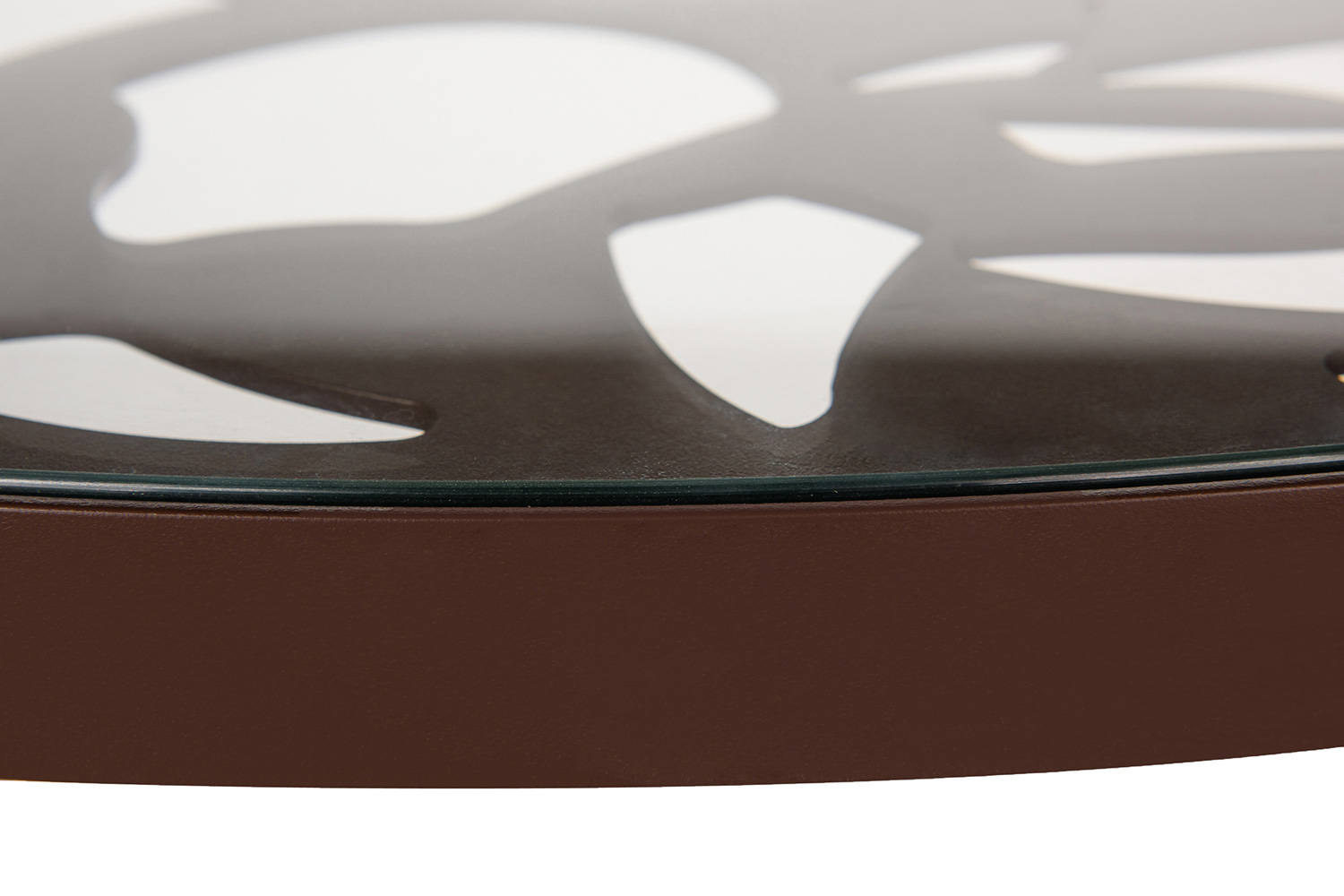 LeisureMod Devon Tree Design Glass Top Aluminum Base Indoor Outdoor Bistro Dining Table - Brown