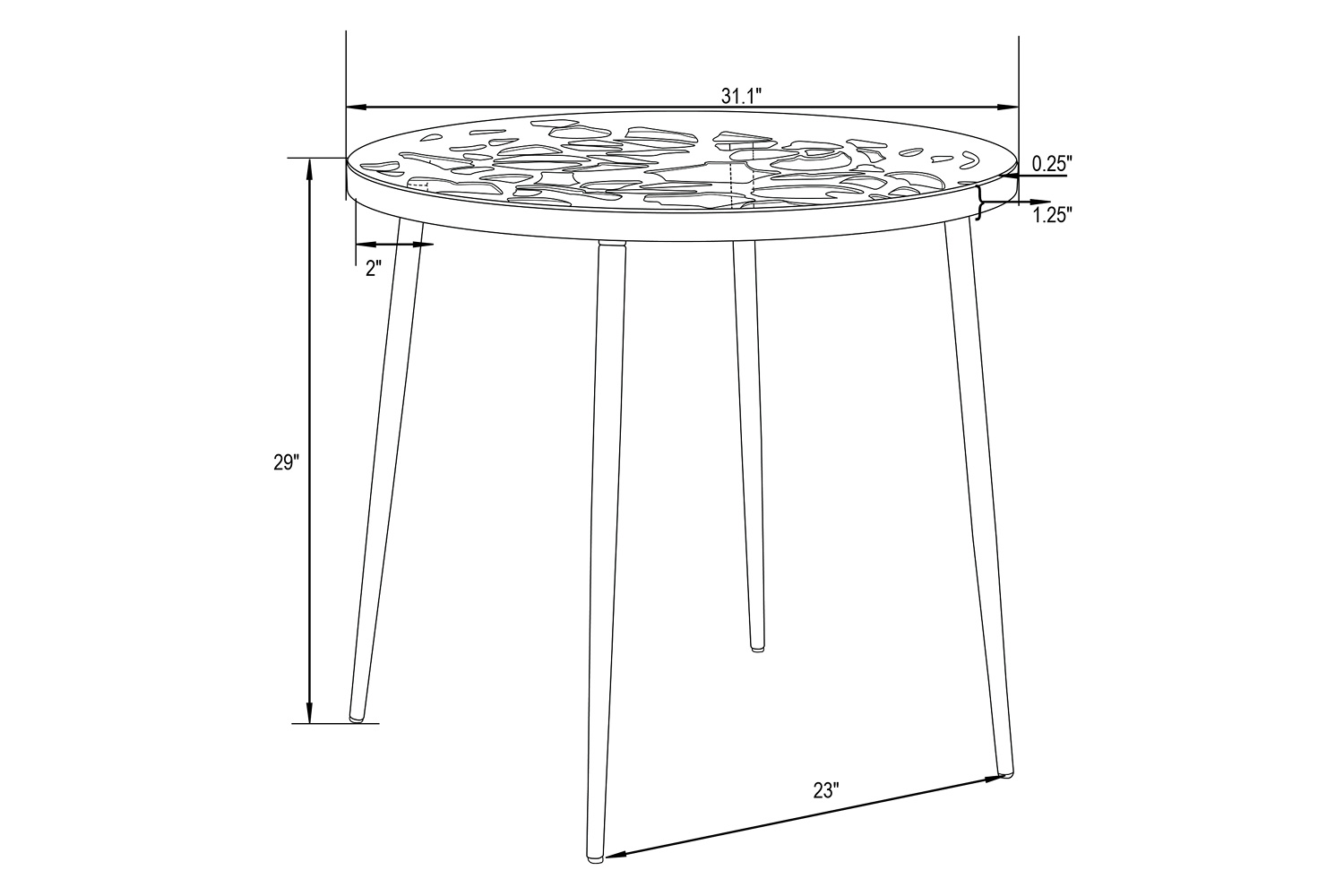 LeisureMod Devon Tree Design Glass Top Aluminum Base Indoor Outdoor Bistro Dining Table - Red