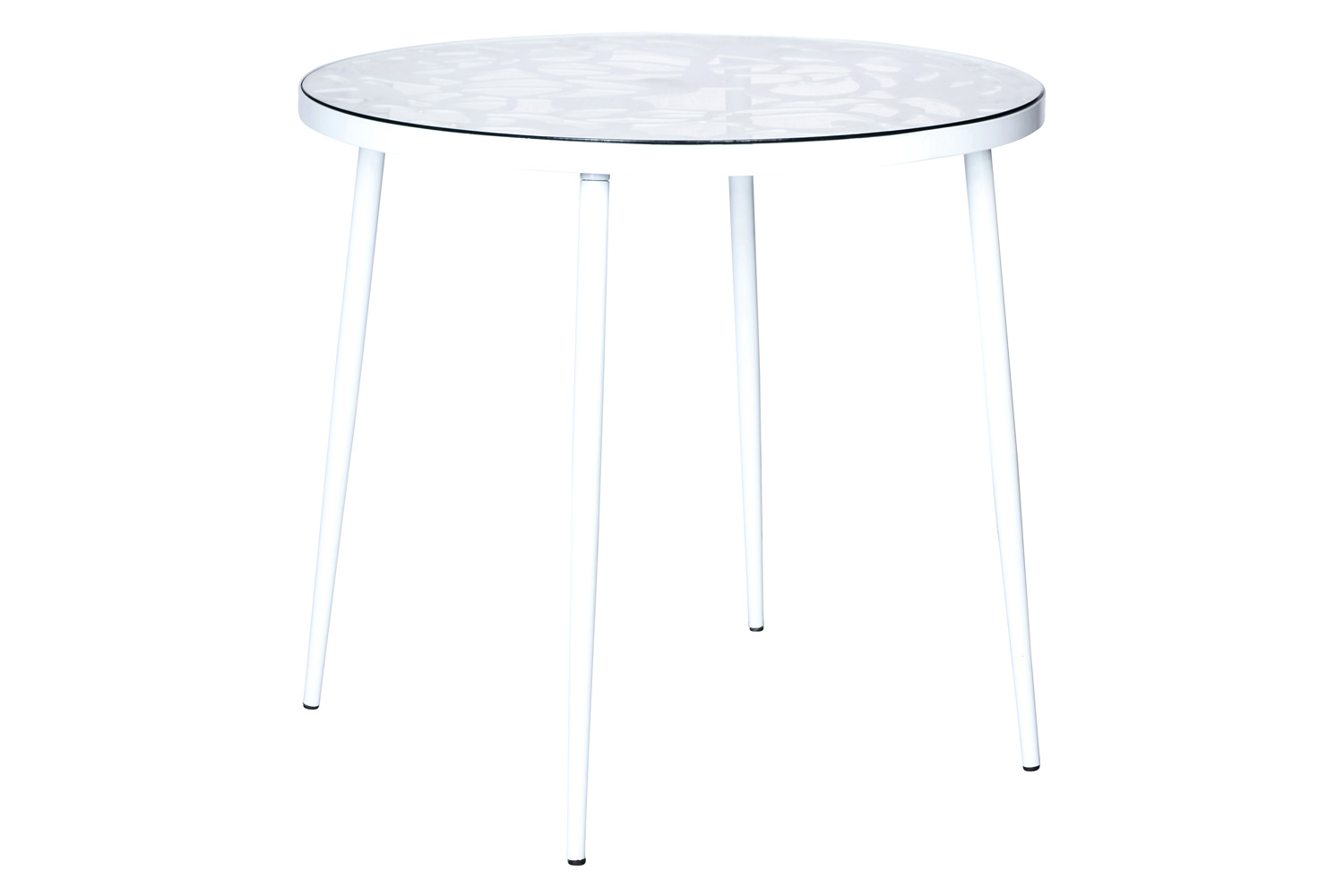 LeisureMod - Devon Tree Design Glass Top Aluminum Base Indoor Outdoor Bistro Dining Table