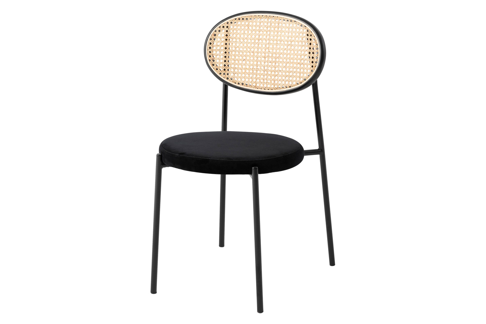 LeisureMod - Euston Modern Wicker Dining Chair With Velvet Round Seat