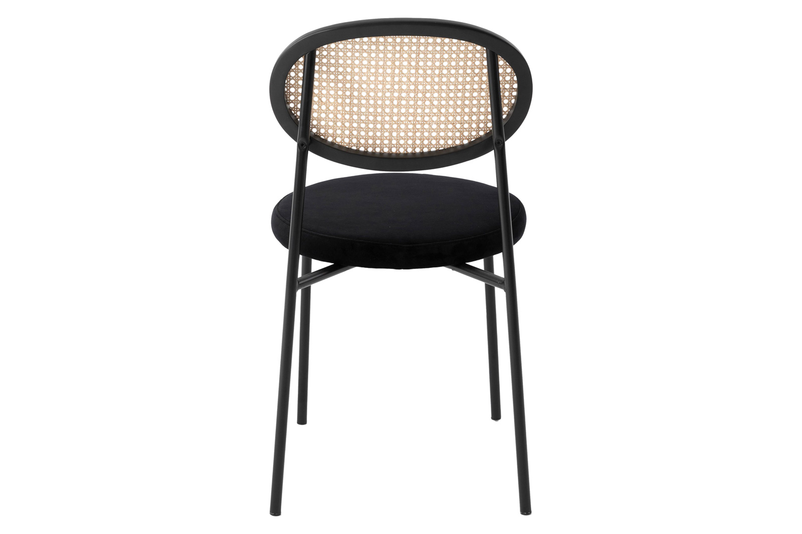 LeisureMod Euston Modern Wicker Dining Chair With Velvet Round Seat - Black