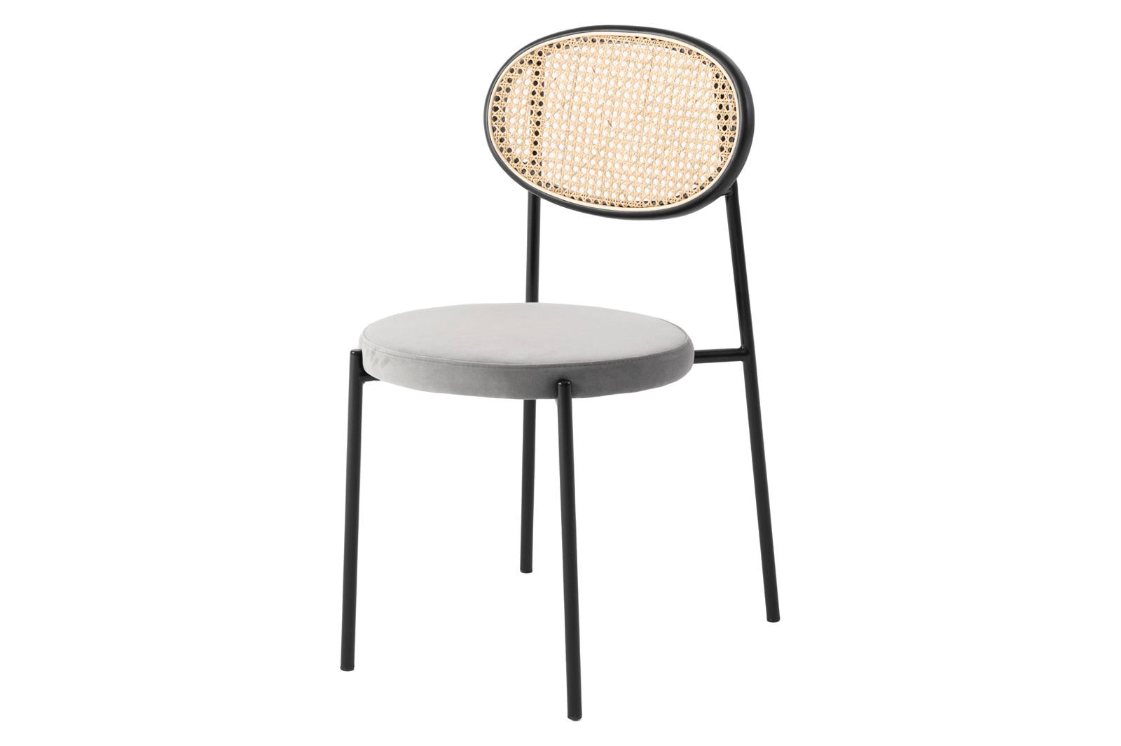 LeisureMod - Euston Modern Wicker Dining Chair With Velvet Round Seat