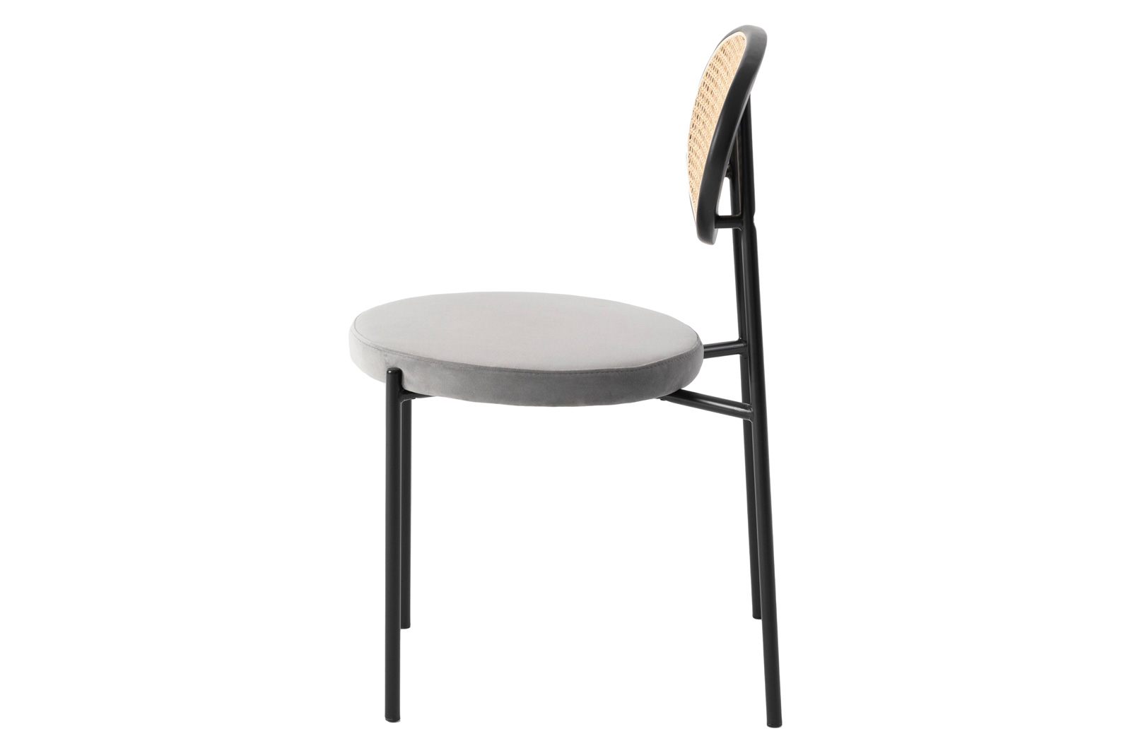 LeisureMod Euston Modern Wicker Dining Chair With Velvet Round Seat - Gray