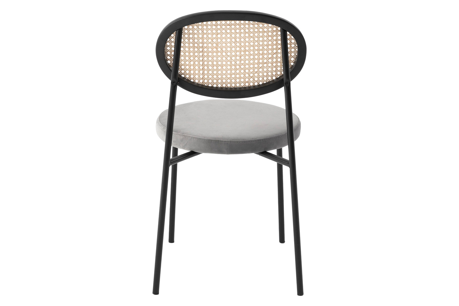 LeisureMod Euston Modern Wicker Dining Chair With Velvet Round Seat - Gray