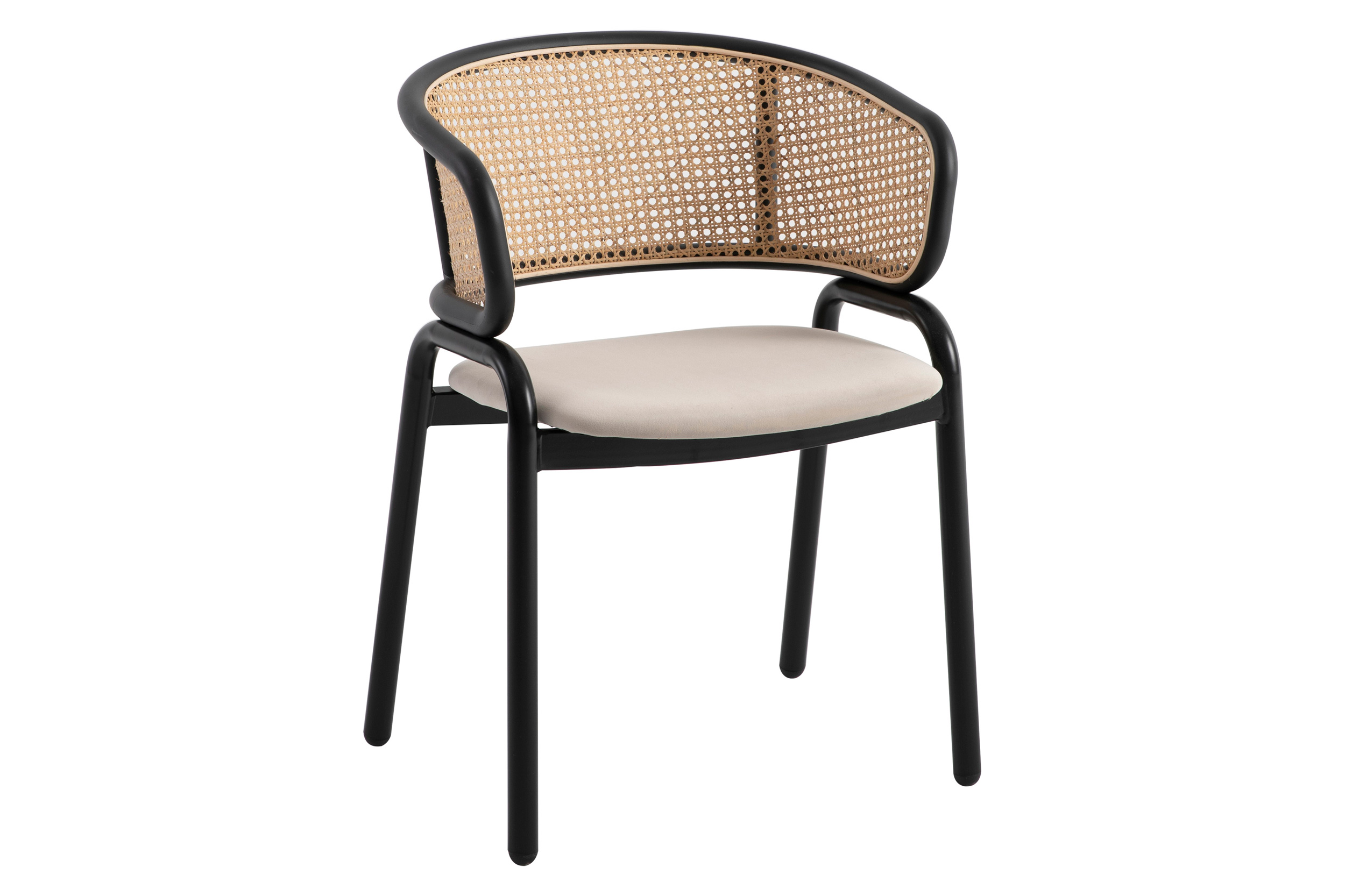 LeisureMod - Ervilla Modern Dining Chair With Stainless Steel Legs Velvet Seat And Wicker Back
