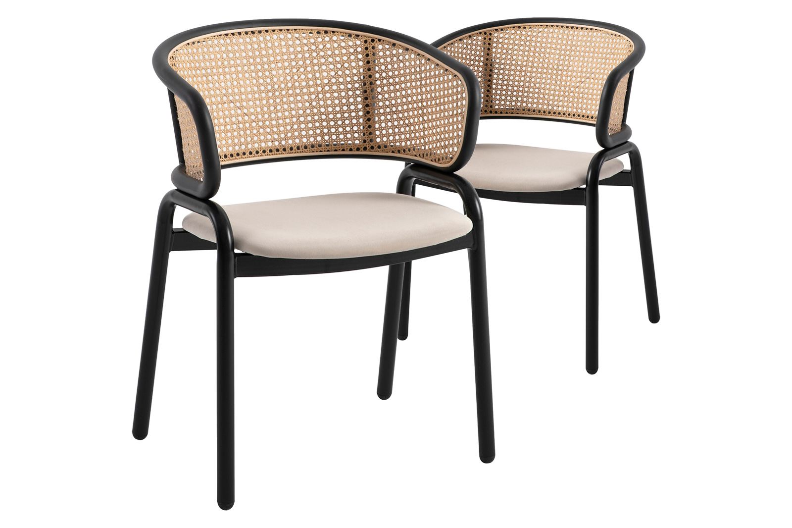 LeisureMod - Ervilla Modern Dining Chair With Stainless Steel Legs Velvet Seat And Wicker Back (Set Of 2)