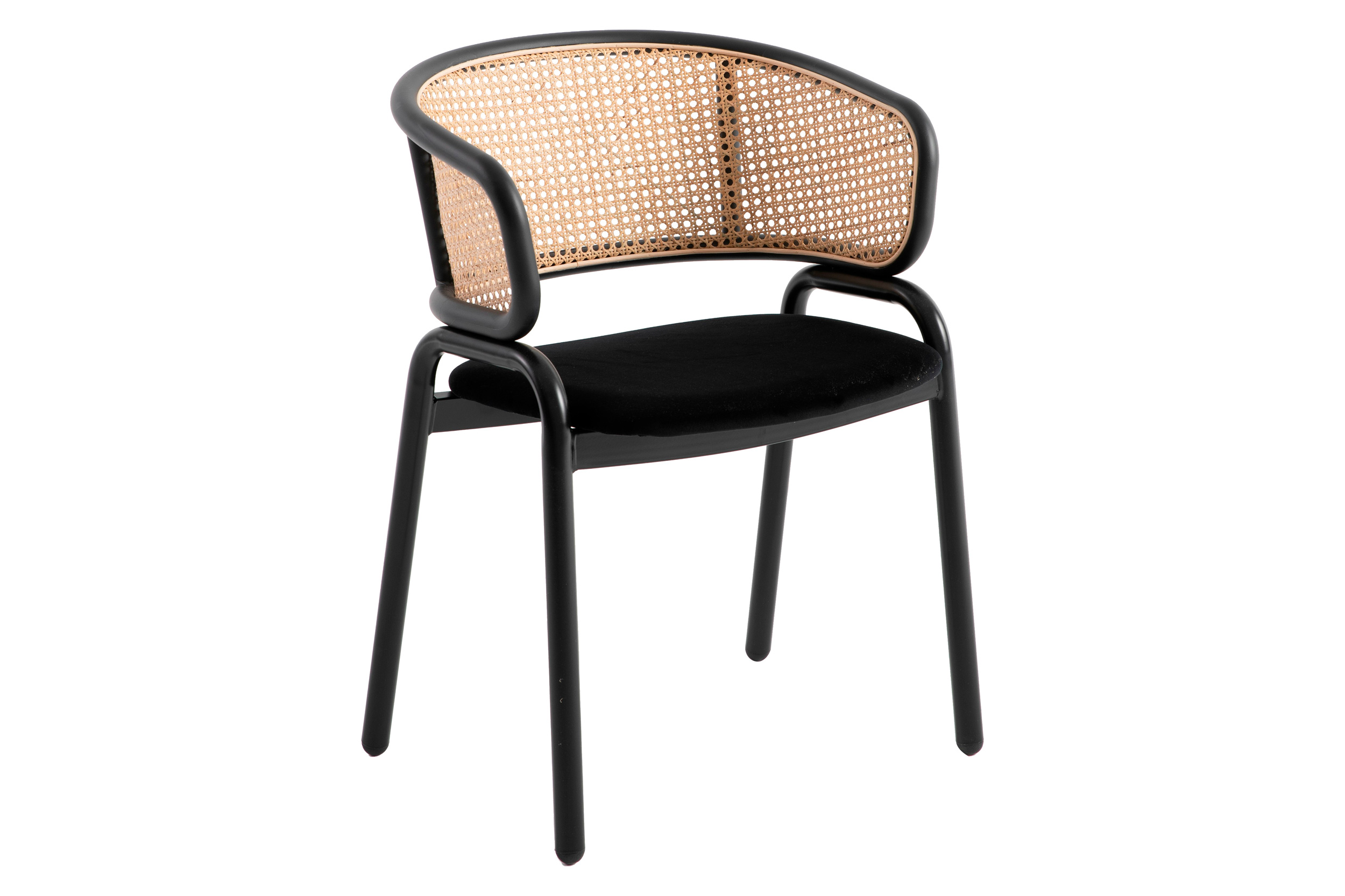 LeisureMod - Ervilla Modern Dining Chair With Stainless Steel Legs Velvet Seat And Wicker Back