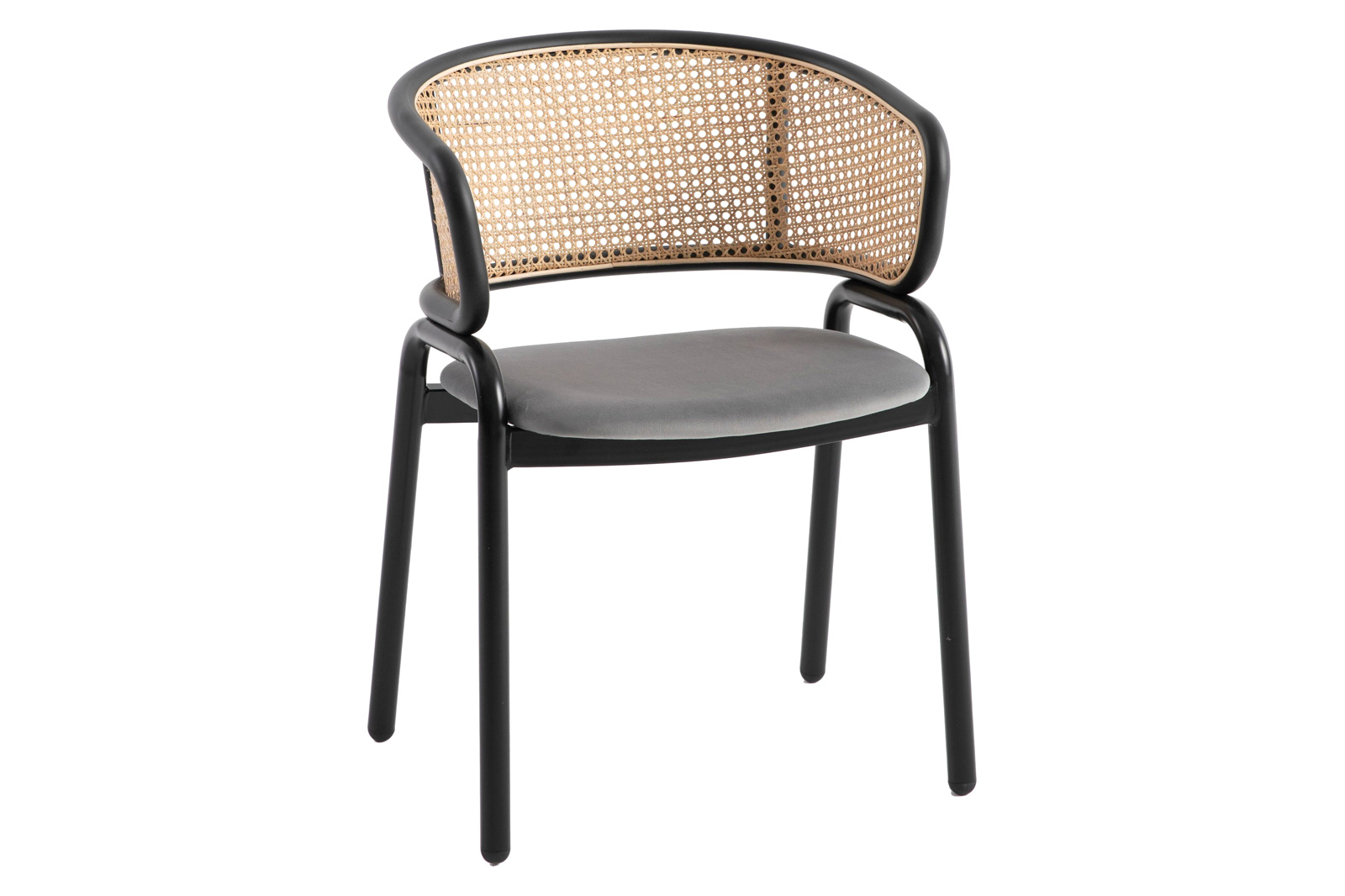 LeisureMod - Ervilla Modern Dining Chair With Stainless Steel Legs Velvet Seat And Wicker Back