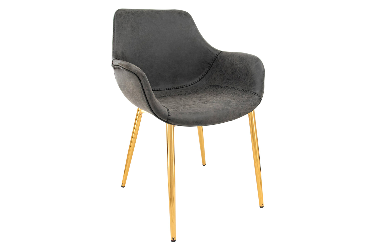 LeisureMod - Markley Modern Leather Dining Arm Chair with Black Metal Legs