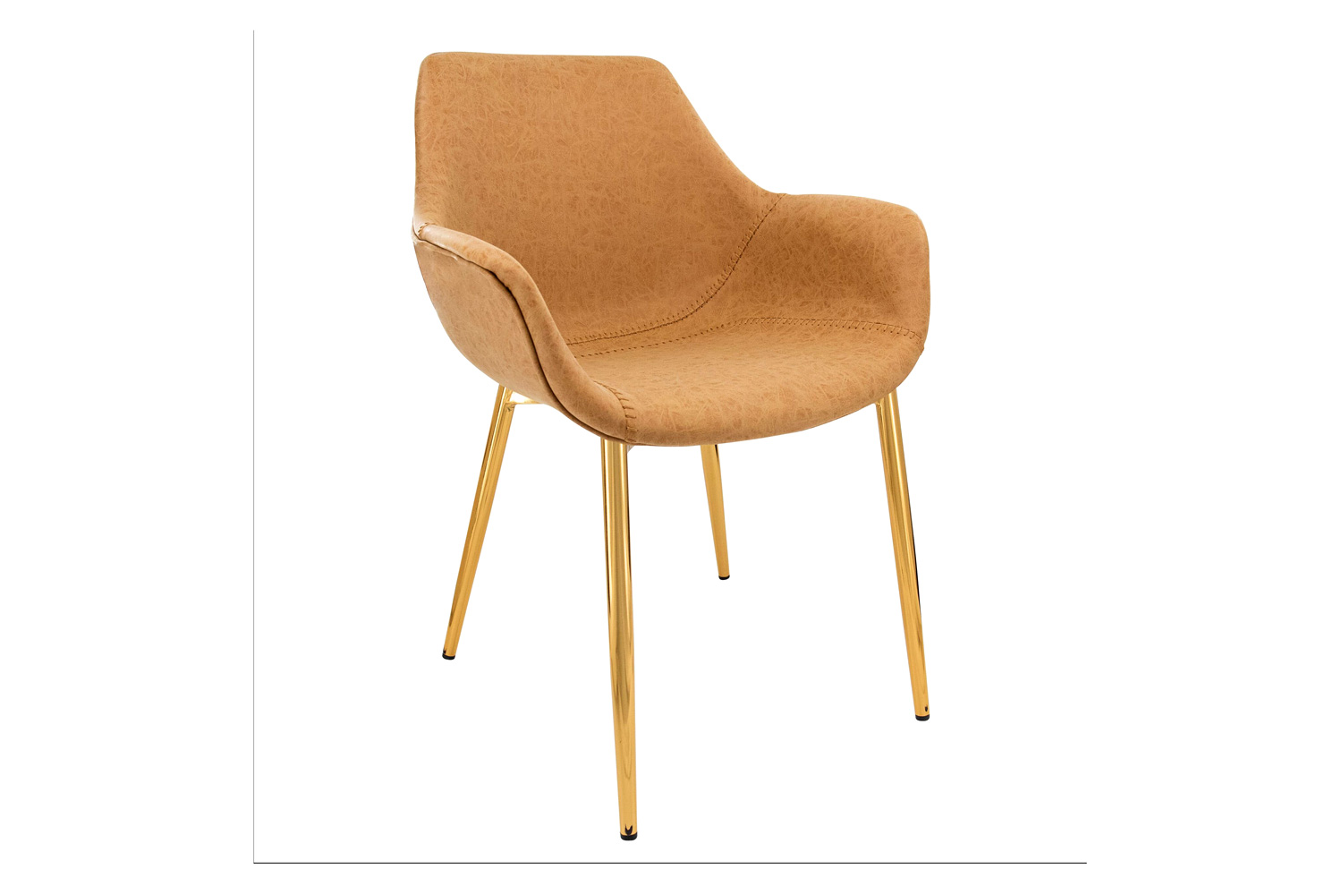LeisureMod - Markley Modern Leather Dining Arm Chair with Black Metal Legs