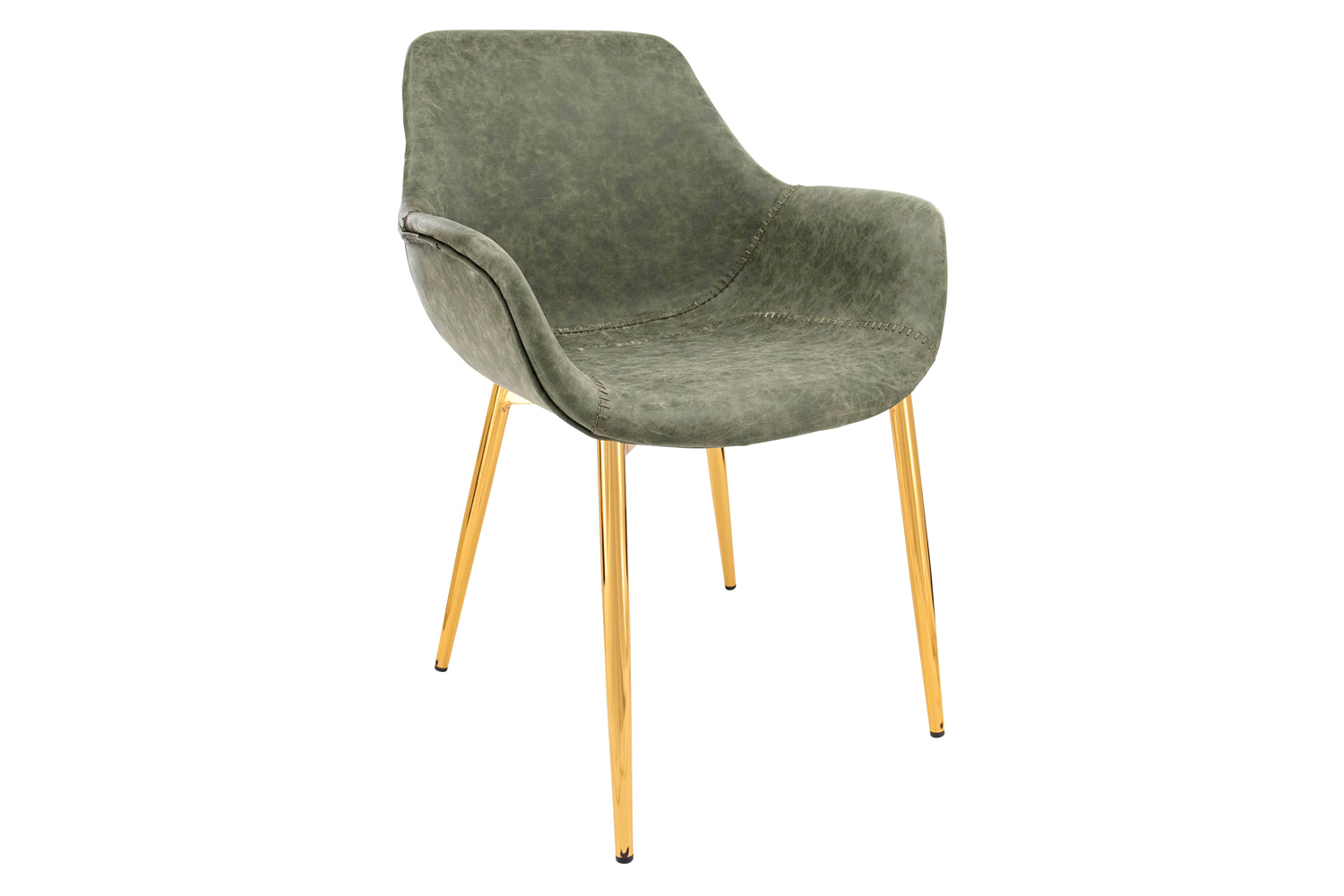 LeisureMod - Markley Modern Leather Dining Arm Chair with Black Metal Legs