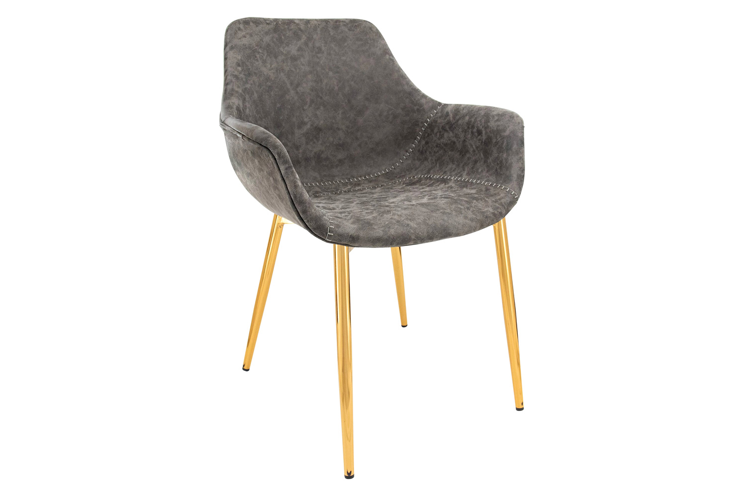 LeisureMod - Markley Modern Leather Dining Arm Chair with Black Metal Legs