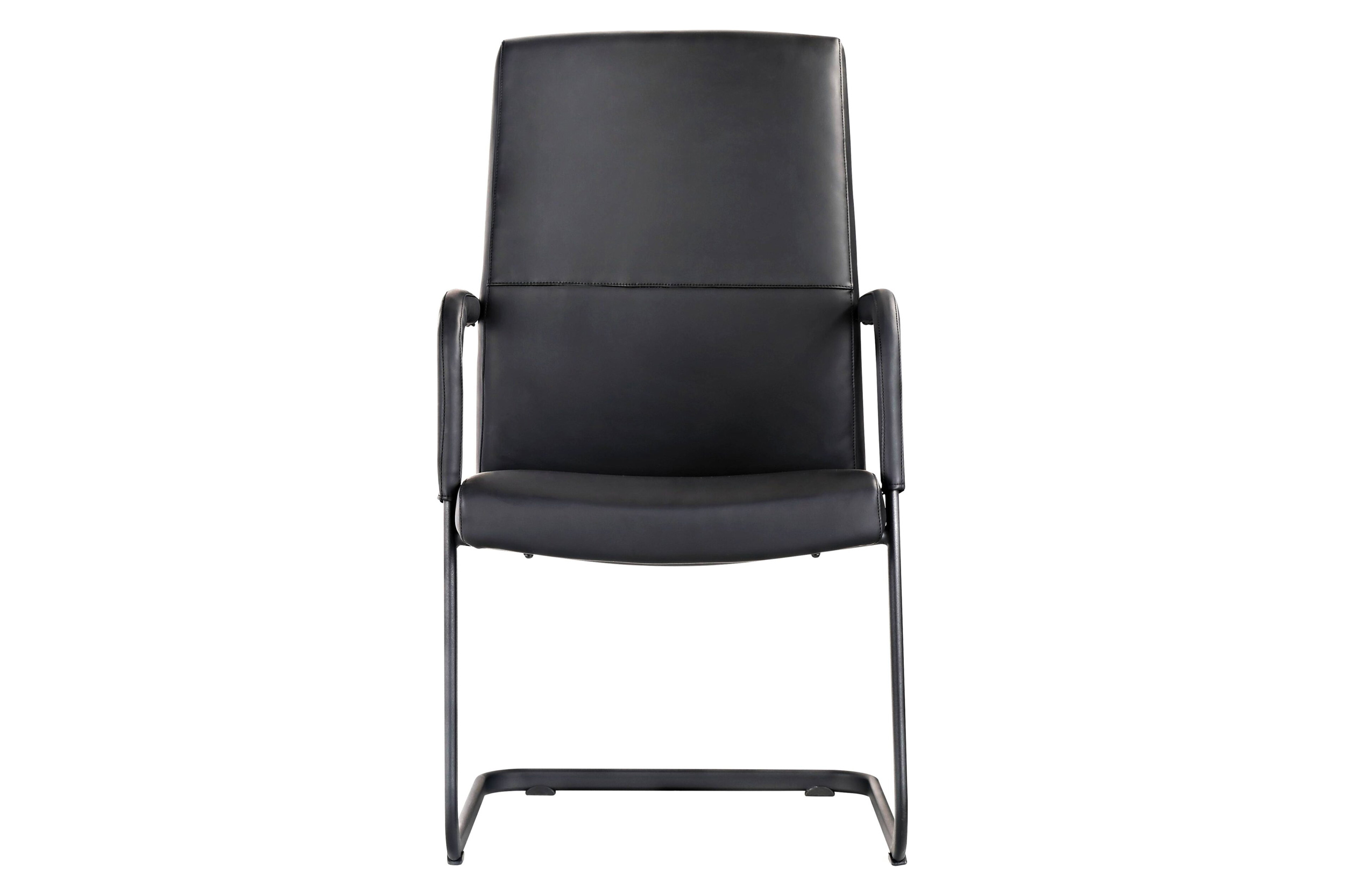 LeisureMod - Evander Mid-Century Modern Faux Leather Office Chair With Aluminum Frame