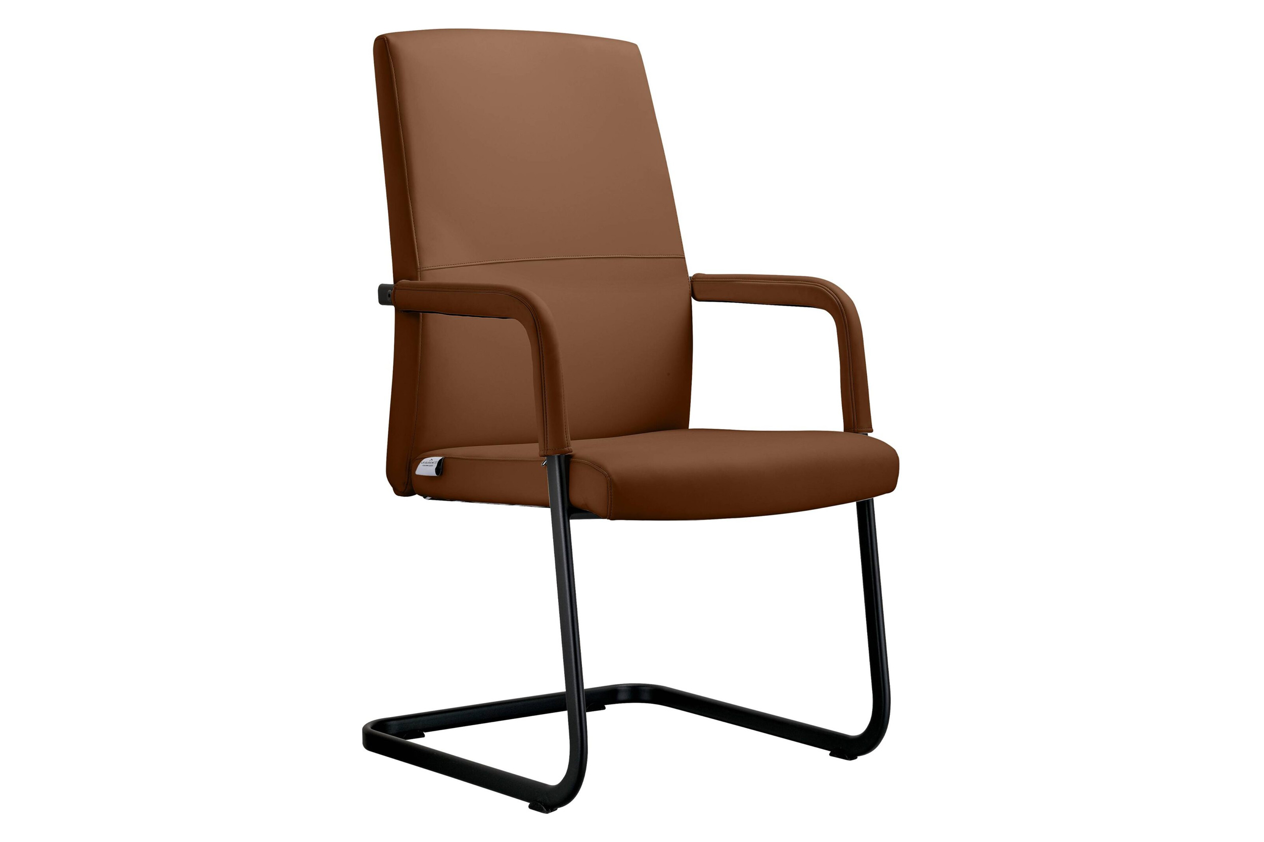 LeisureMod - Evander Mid-Century Modern Faux Leather Office Chair With Aluminum Frame