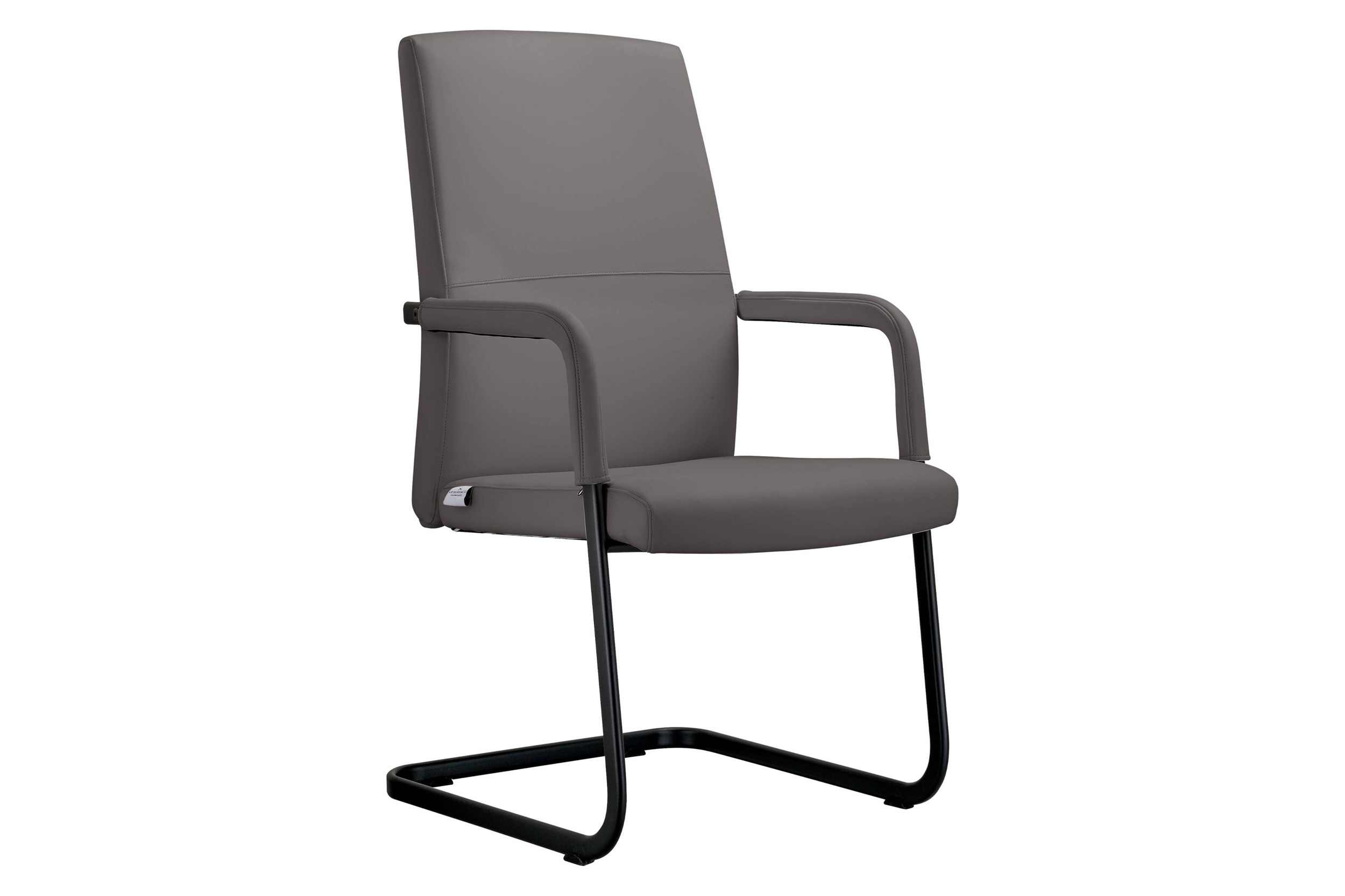 LeisureMod - Evander Mid-Century Modern Faux Leather Office Chair With Aluminum Frame