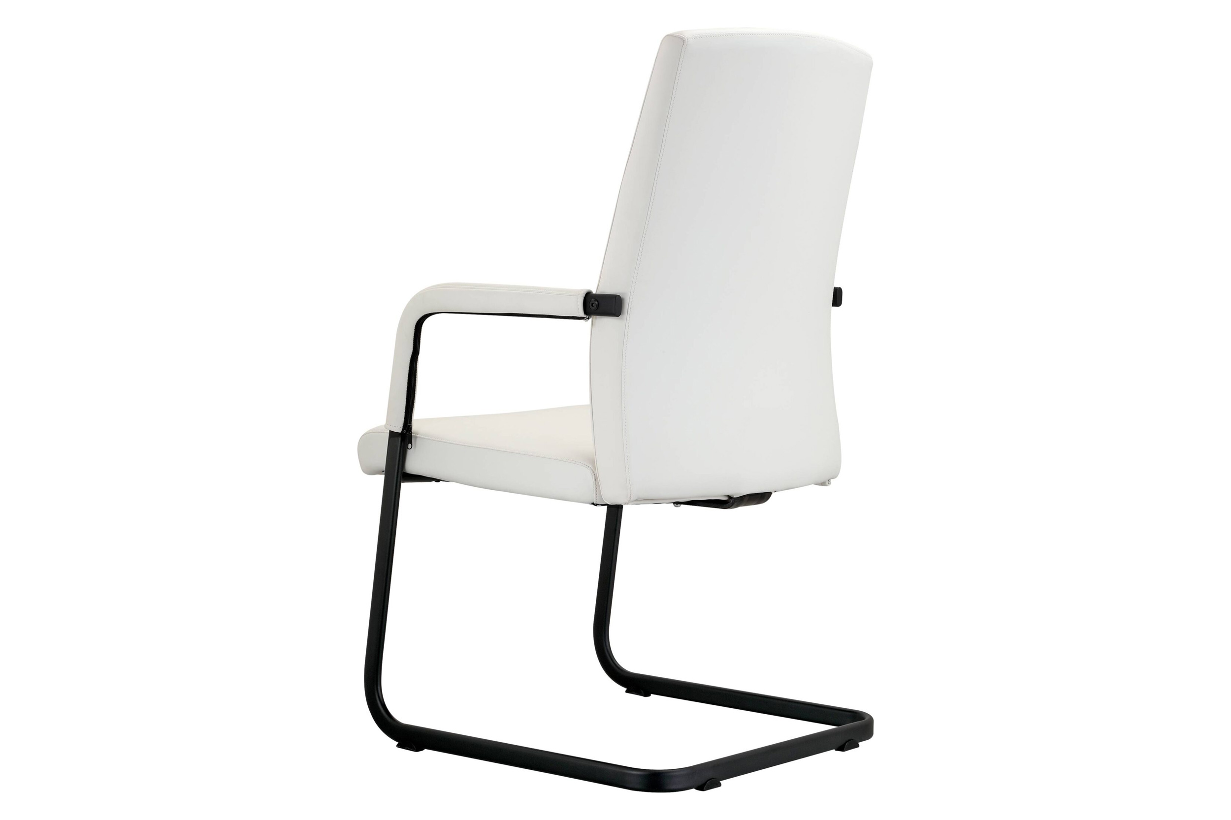 LeisureMod Evander Mid-Century Modern Faux Leather Office Chair With Aluminum Frame - White