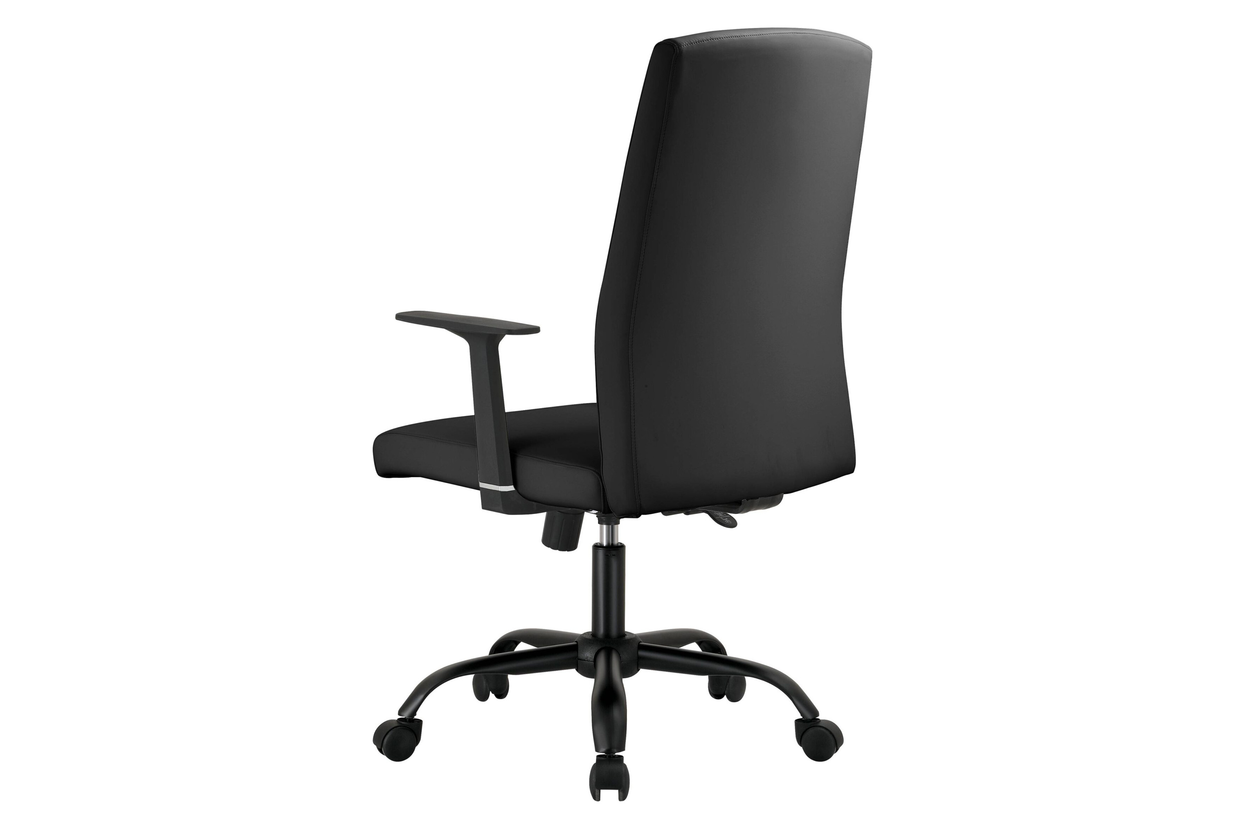 LeisureMod Evander Modern Faux Leather Office Chair in Aluminum with Adjustable Height and Swivel - Black