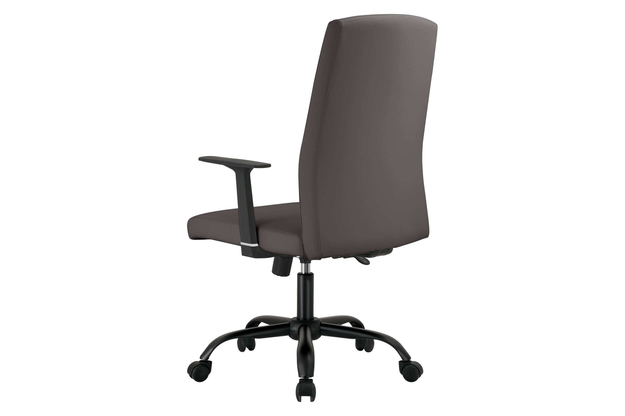 LeisureMod Evander Modern Faux Leather Office Chair in Aluminum with Adjustable Height and Swivel - Gray