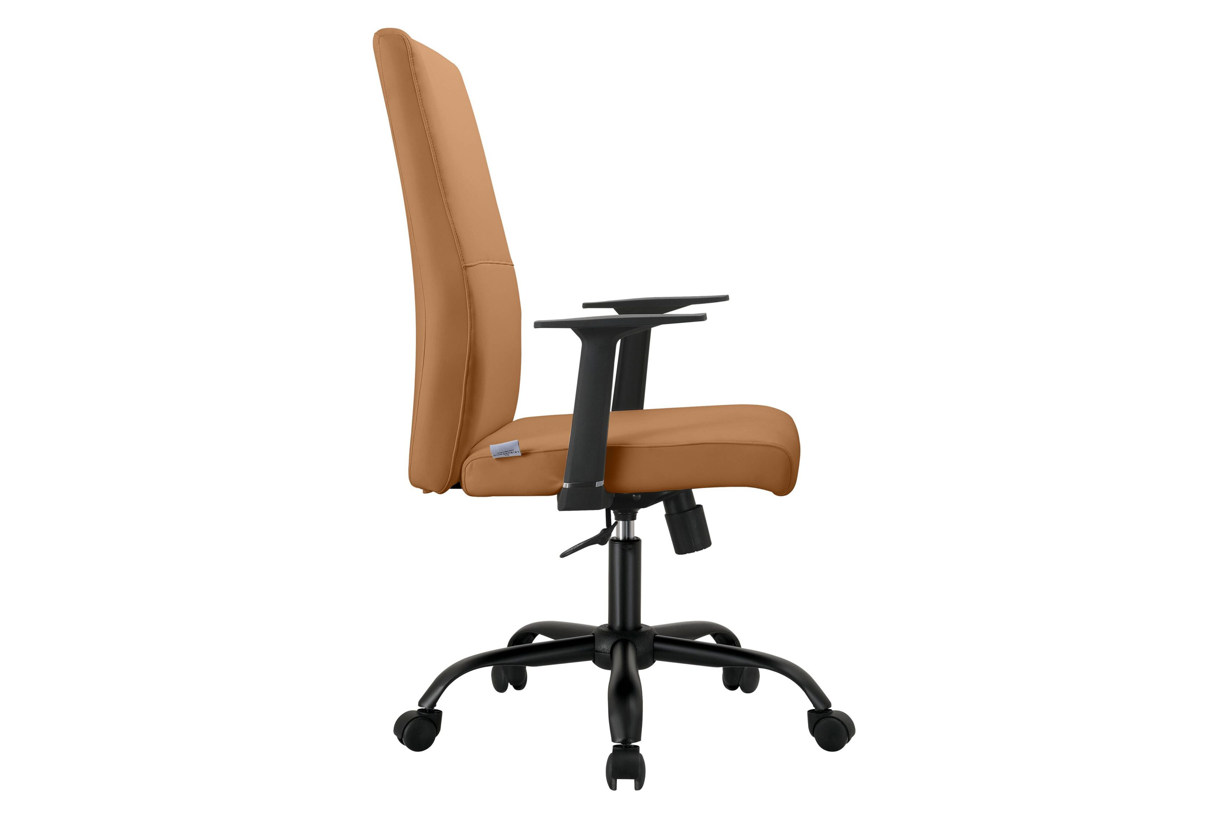 LeisureMod Evander Modern Faux Leather Office Chair in Aluminum with Adjustable Height and Swivel - Acorn Brown