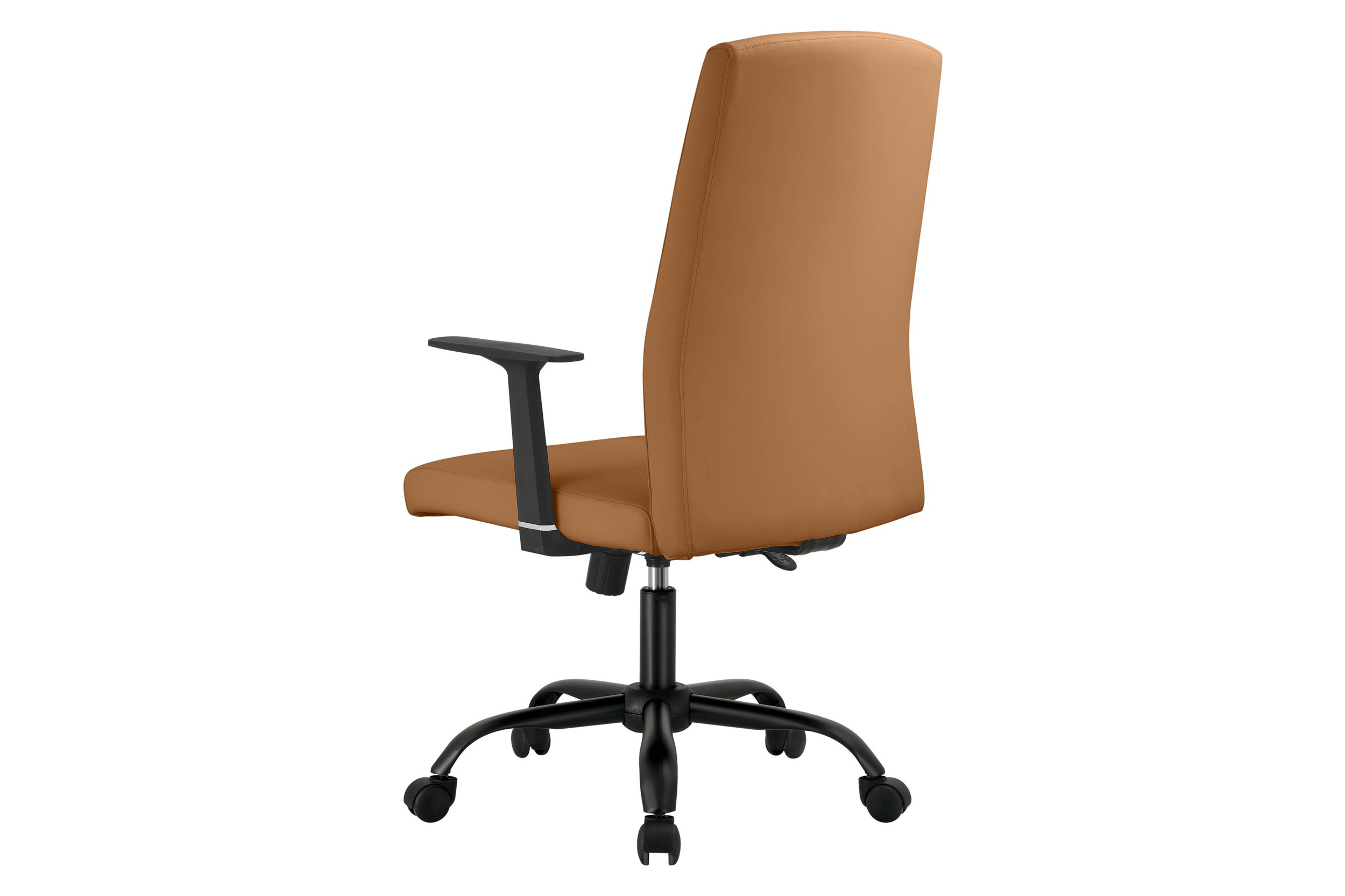 LeisureMod Evander Modern Faux Leather Office Chair in Aluminum with Adjustable Height and Swivel - Acorn Brown