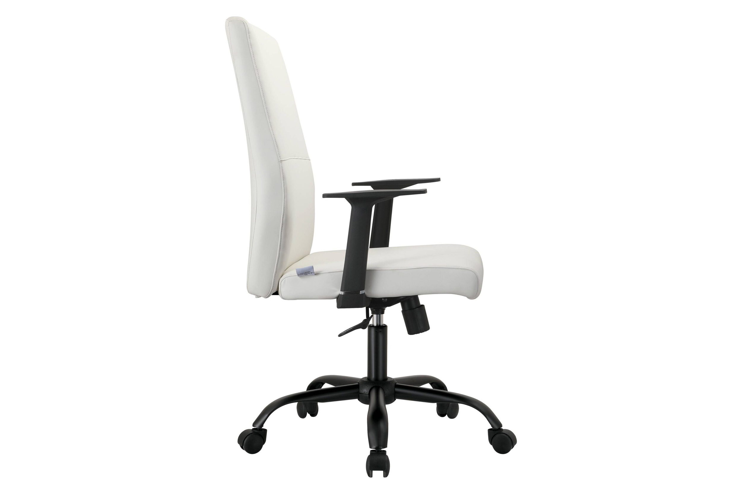 LeisureMod Evander Modern Faux Leather Office Chair in Aluminum with Adjustable Height and Swivel - White