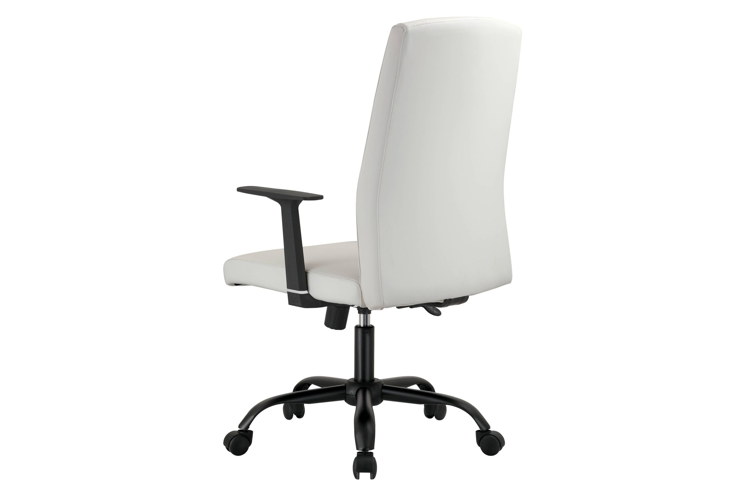 LeisureMod Evander Modern Faux Leather Office Chair in Aluminum with Adjustable Height and Swivel - White