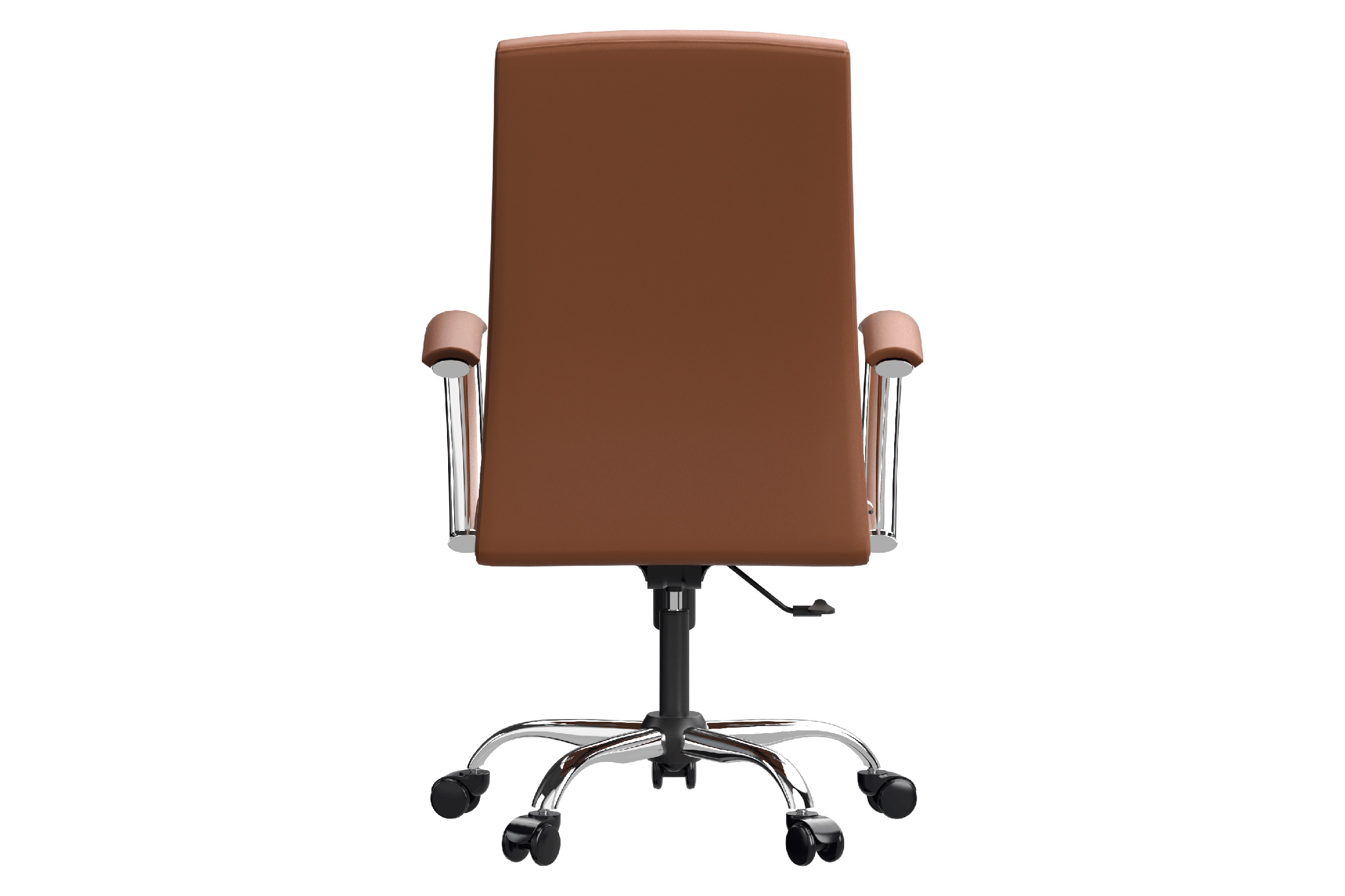 LeisureMod Evander Mid-Century Modern Swivel Office Chair in Faux Leather with Adjustable Height - Dark Brown
