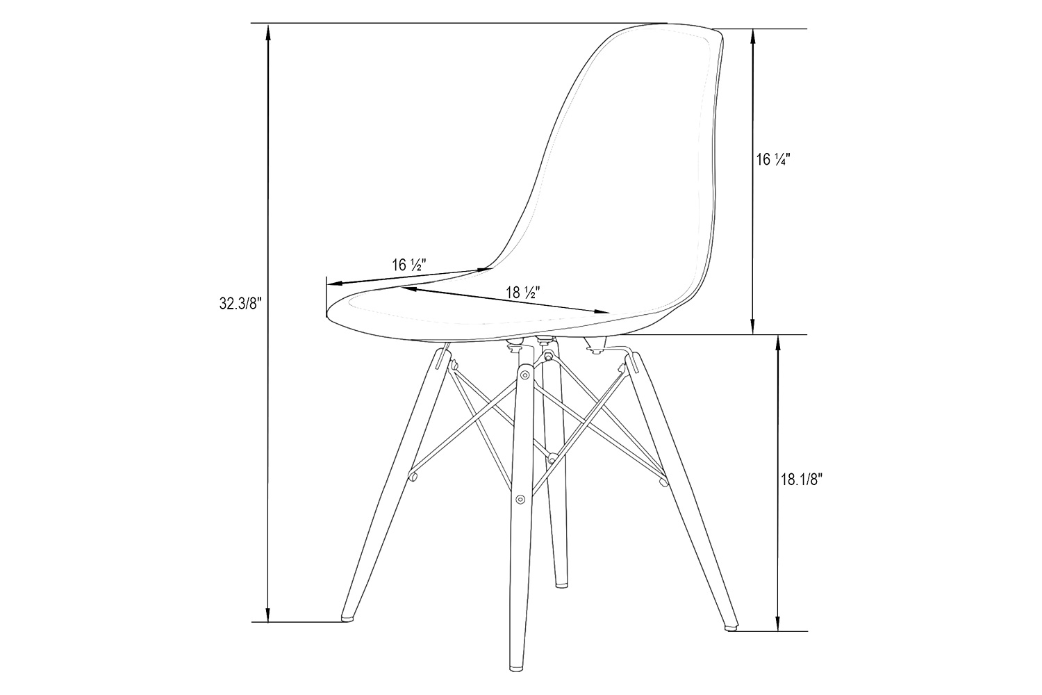 LeisureMod Dover Molded Side Chair - Clear