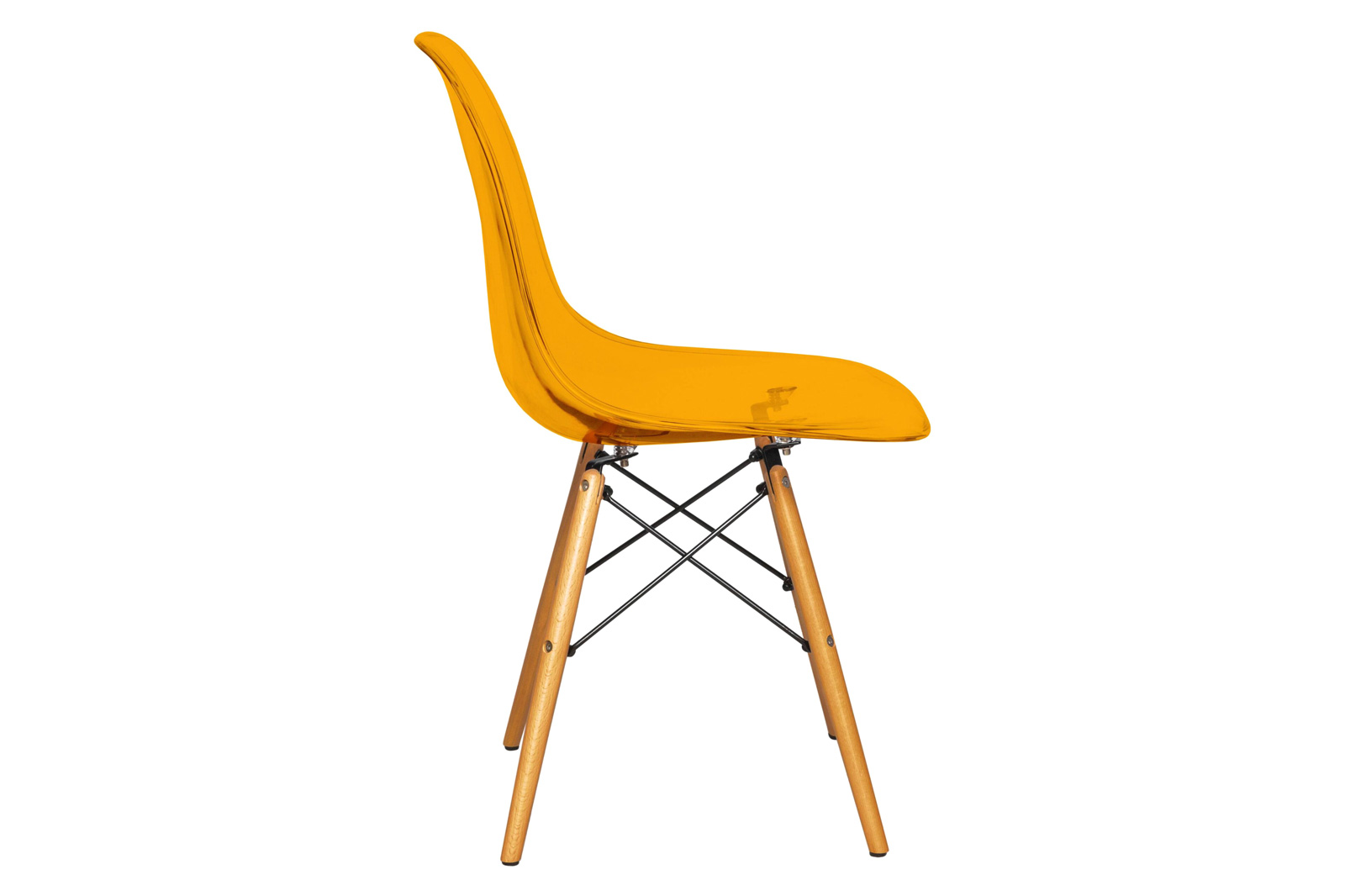 LeisureMod Dover Molded Side Chair (Set Of 2) - Transparent Orange