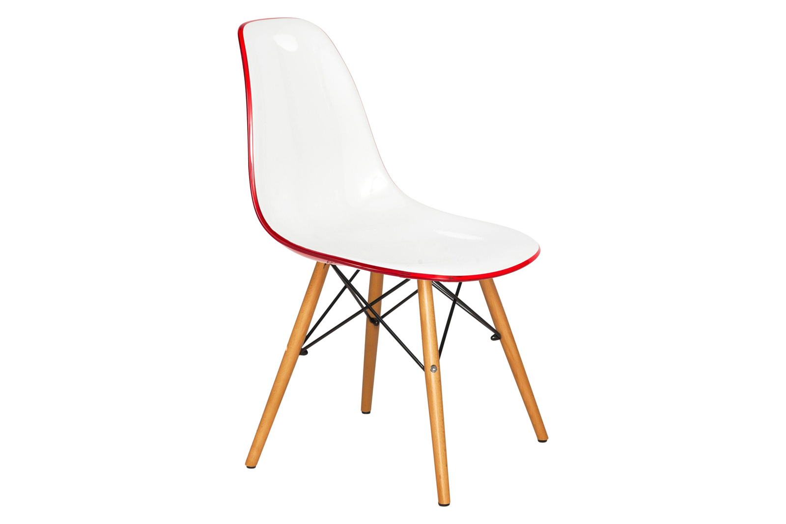 LeisureMod Dover Molded Side Chair (Set Of 2) - White Red