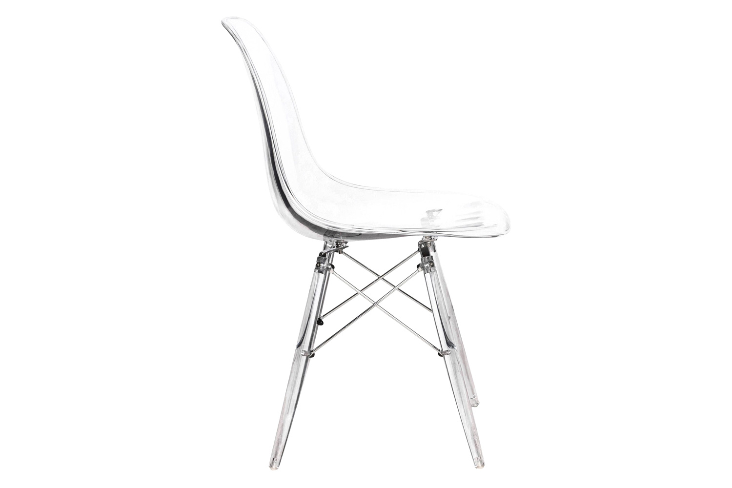 LeisureMod Dover Molded Side Chair with Acrylic Plastic Base - Clear