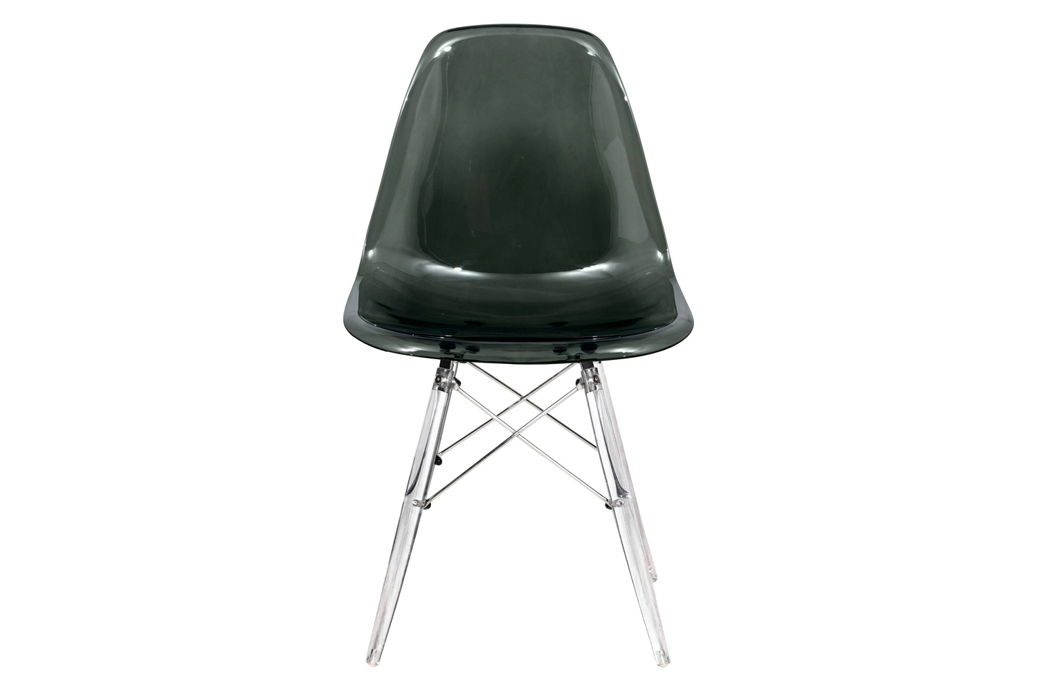 LeisureMod Dover Molded Side Chair with Acrylic Plastic Base - Transparent/Black