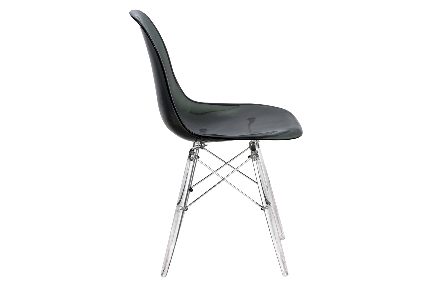 LeisureMod Dover Molded Side Chair with Acrylic Plastic Base - Transparent/Black